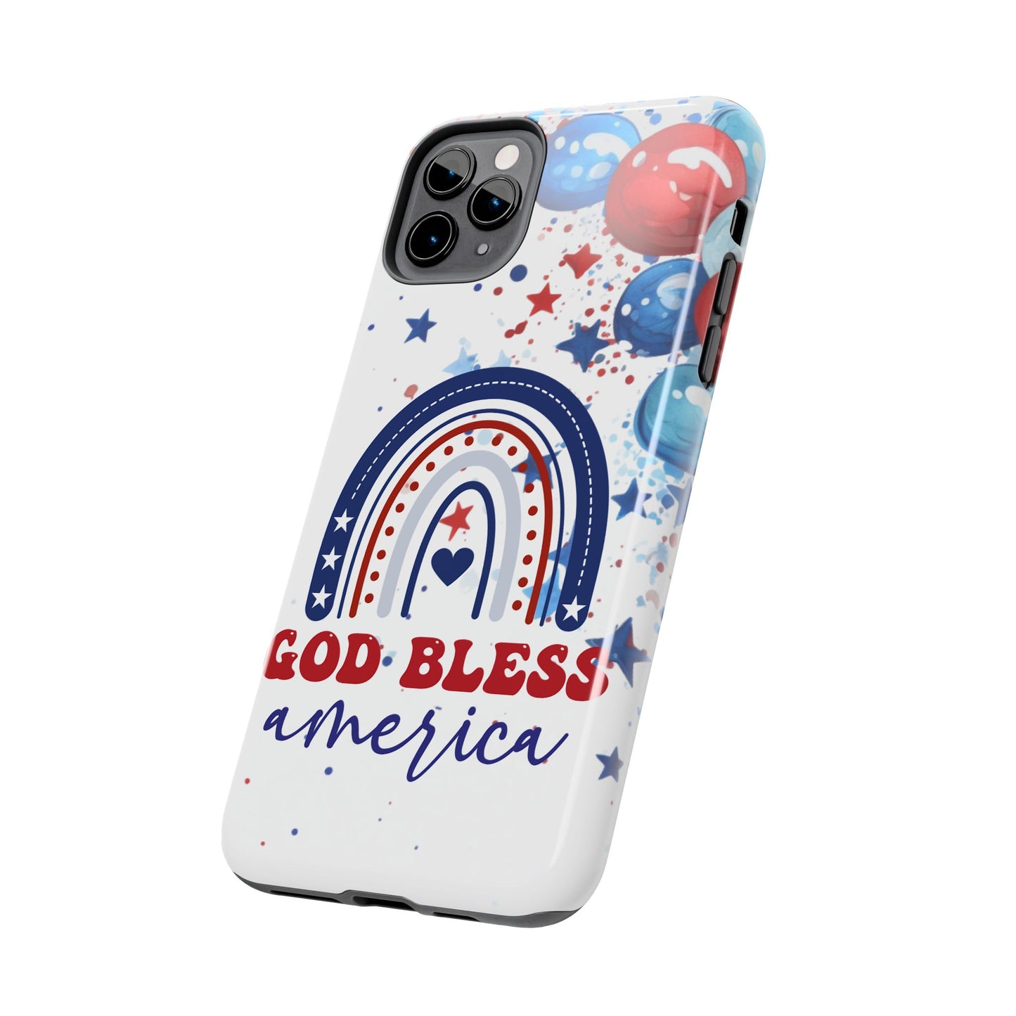 GOD Bless America phone case- 4th of July accessories-Red, white & blue- iPhone compatible