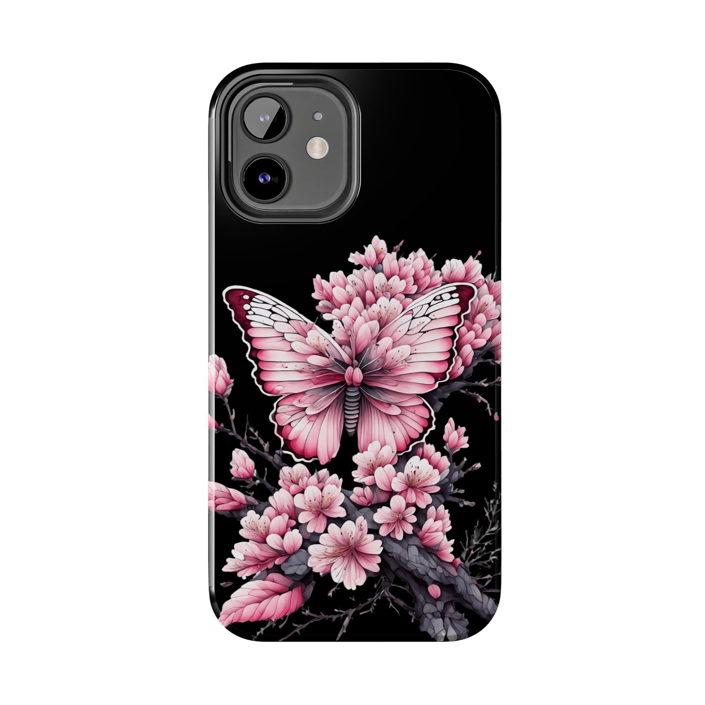 Pink & black floral & butterfly Phone Case- iPhone compatible