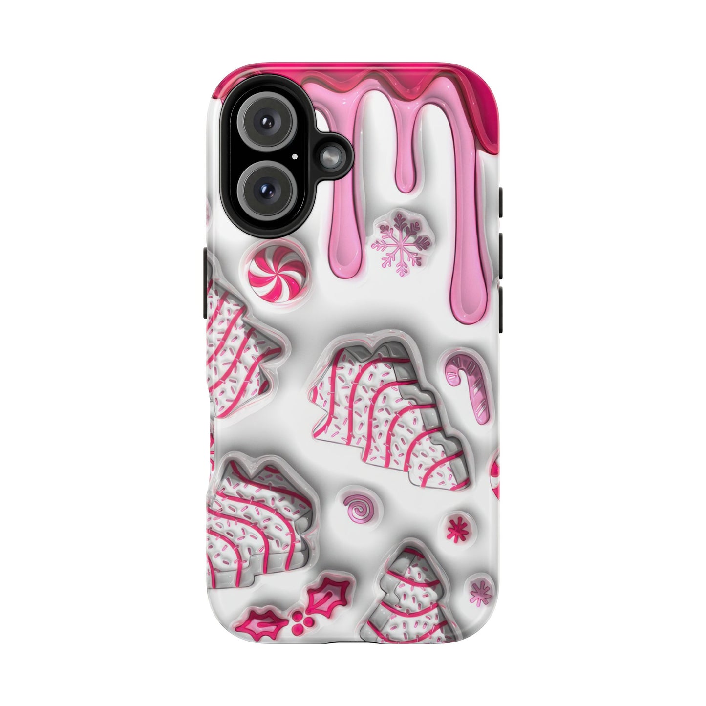 Pink Christmas cake iPhone 16 Case, Christmas iPhone Cover, Festive Holiday Accessory, Cute Xmas Phone Protector, Winter Santa Tech