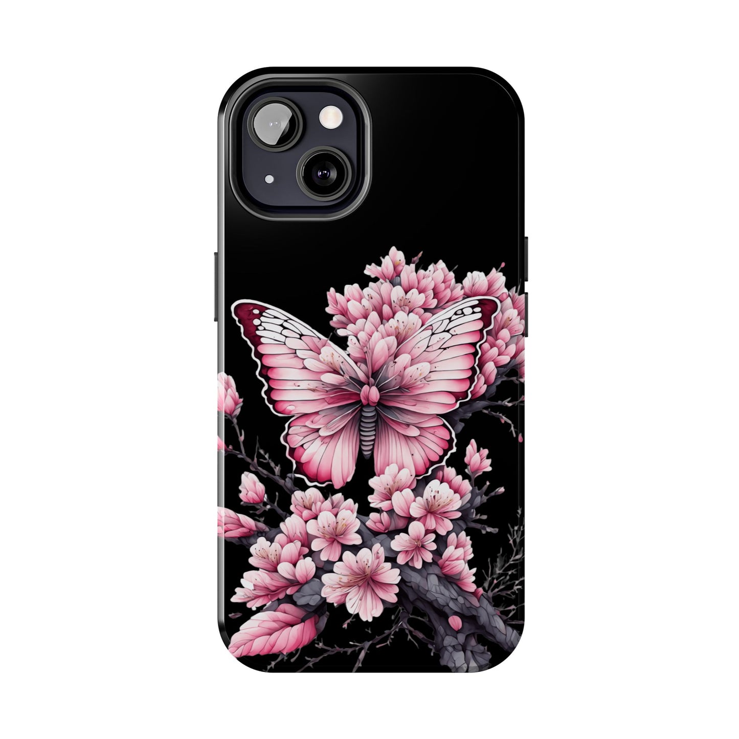 Pink & black floral & butterfly Phone Case- iPhone compatible