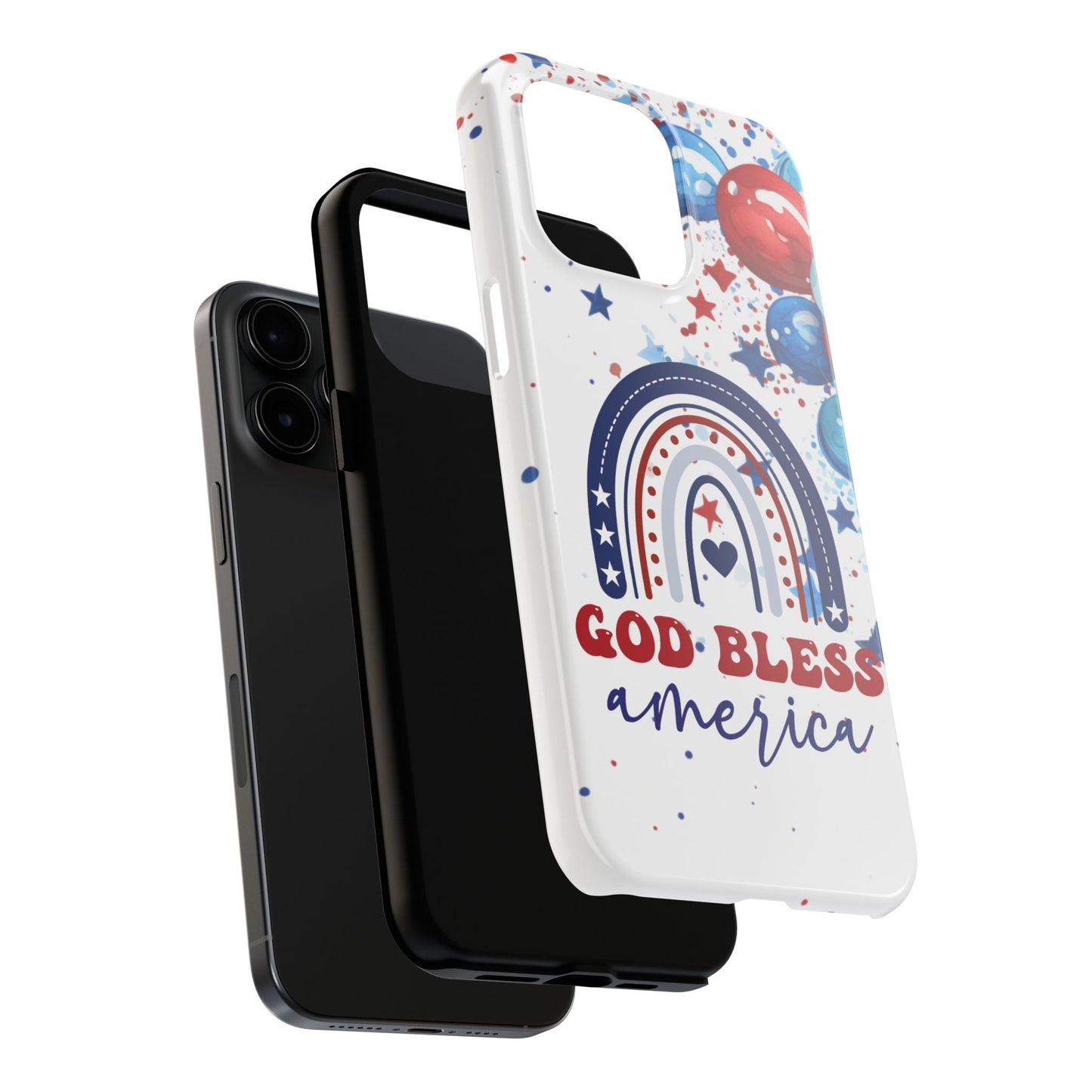 GOD Bless America phone case- 4th of July accessories-Red, white & blue- iPhone compatible