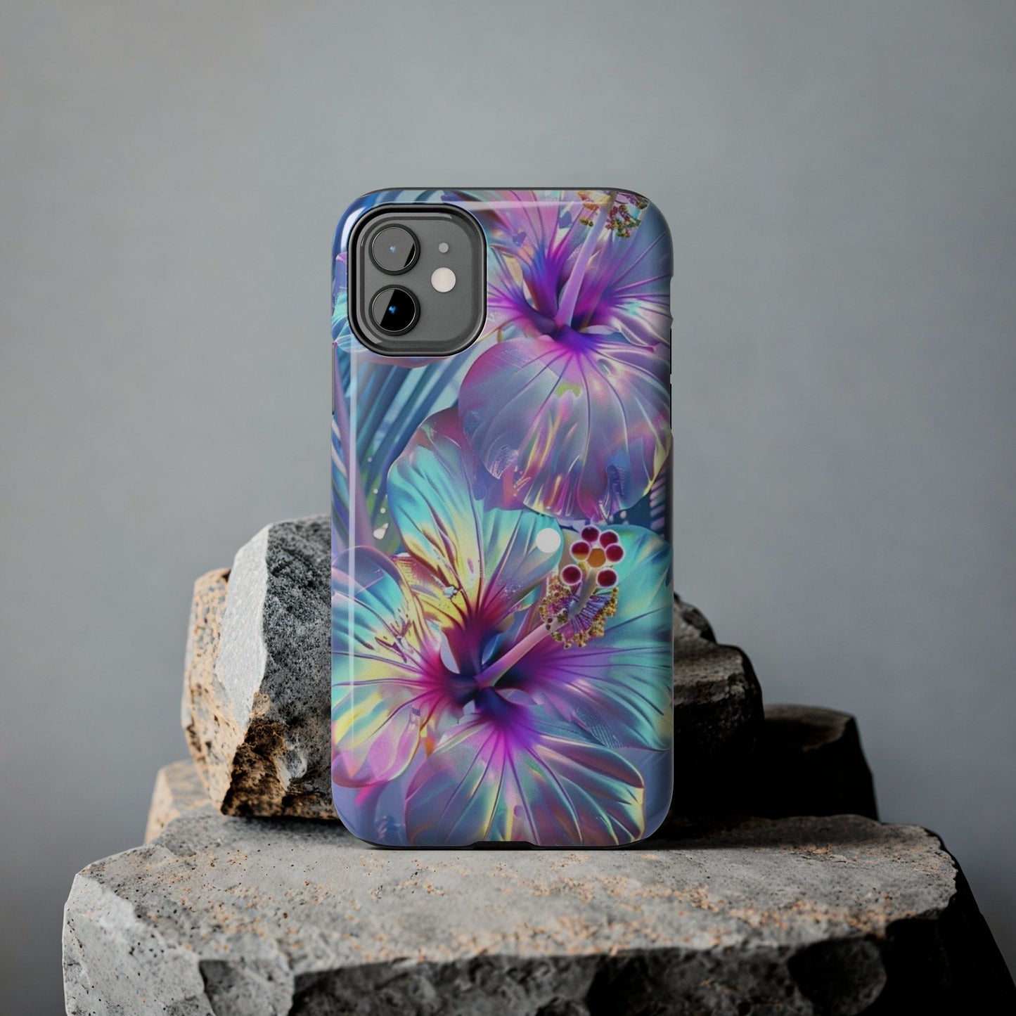 Iridescent hibiscus iPhone case Models 11-16