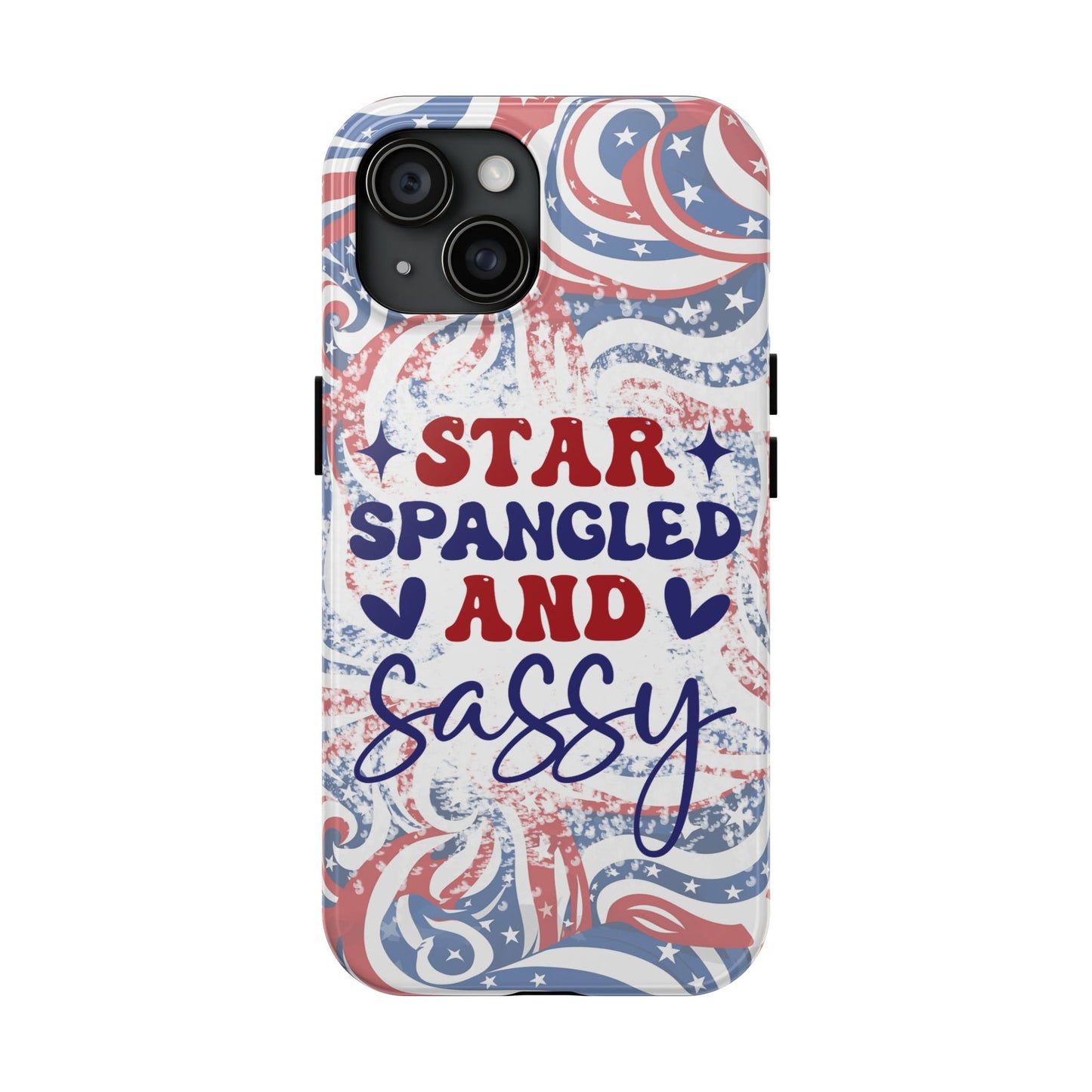 "red white & blue", Star spangled and sassy phone case cover. iPhone compatible models 11-16