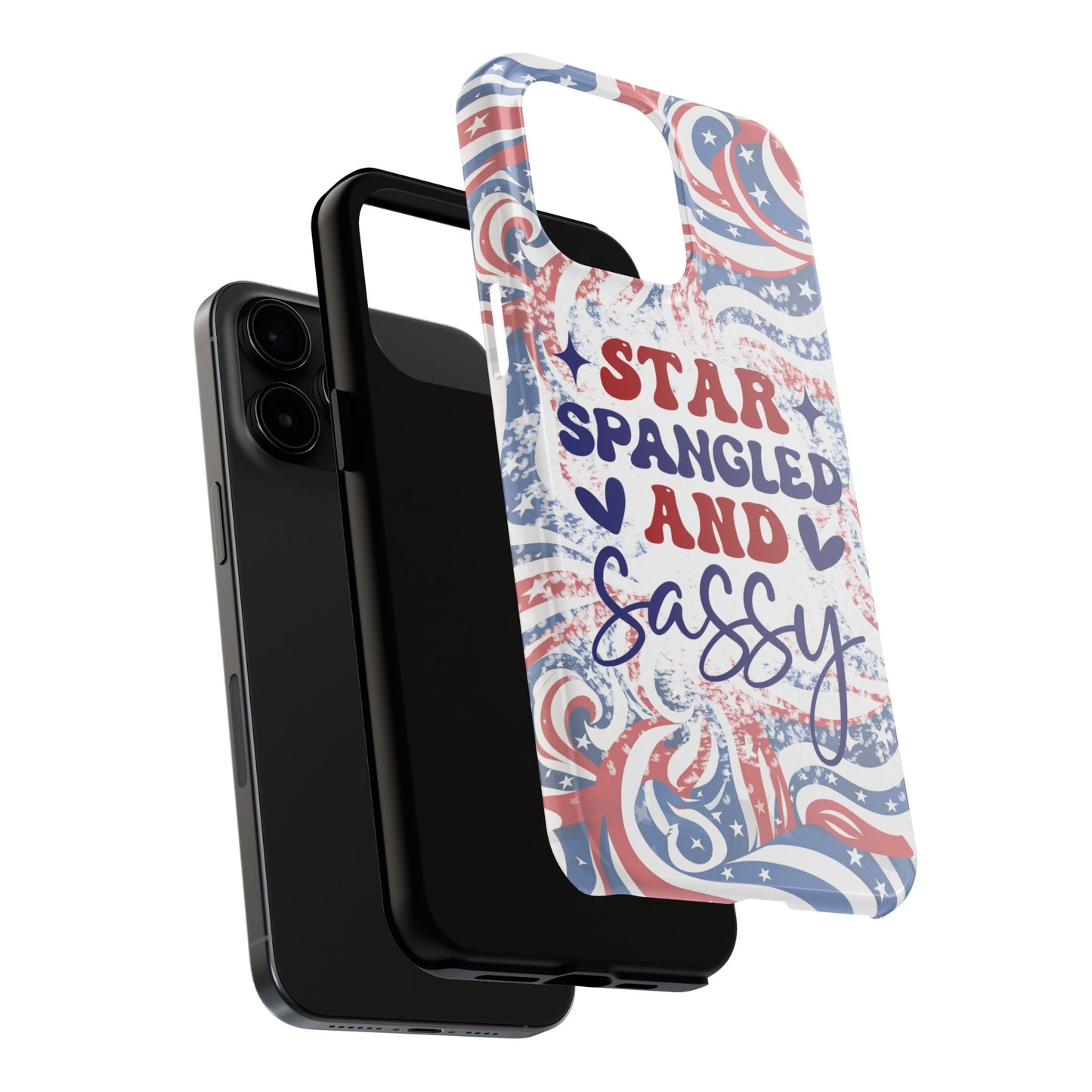 "red white & blue", Star spangled and sassy phone case cover. iPhone compatible models 11-16