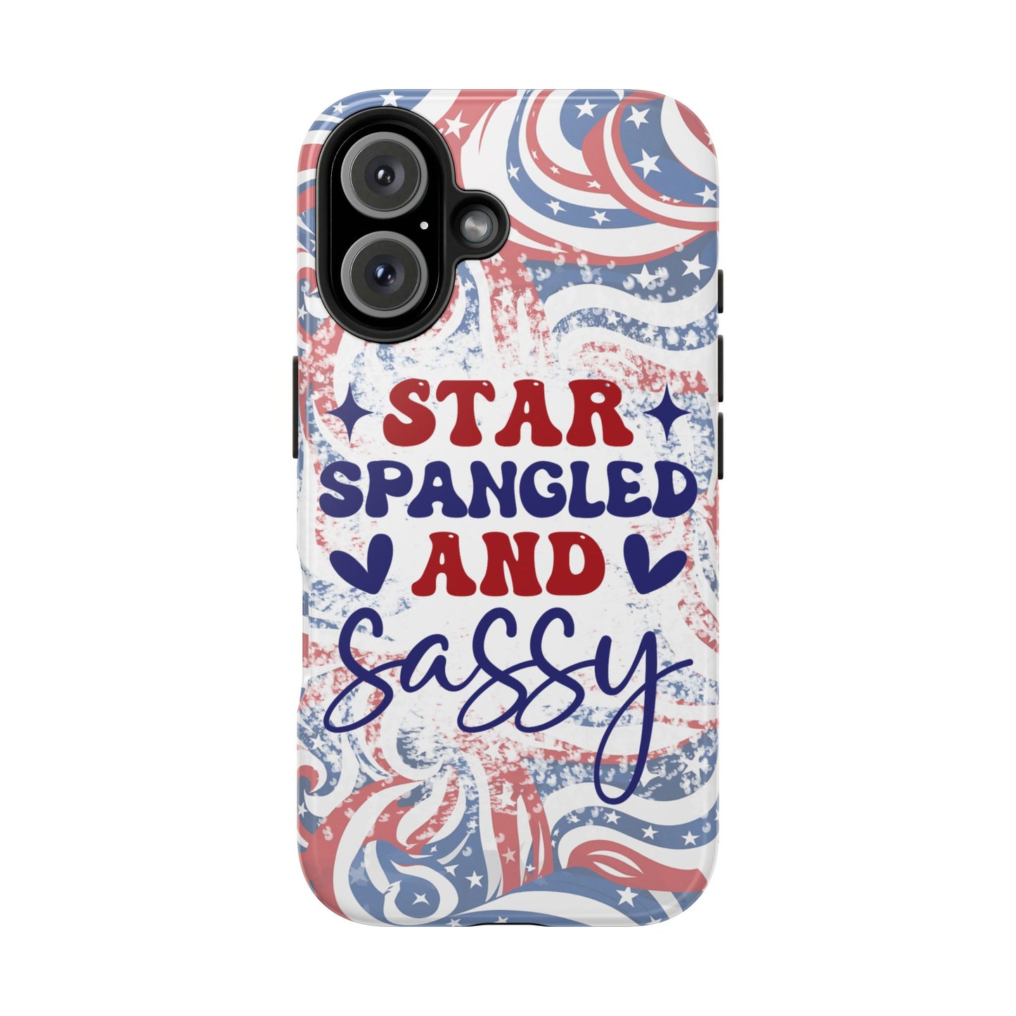 "red white & blue", Star spangled and sassy phone case cover. iPhone compatible models 11-16