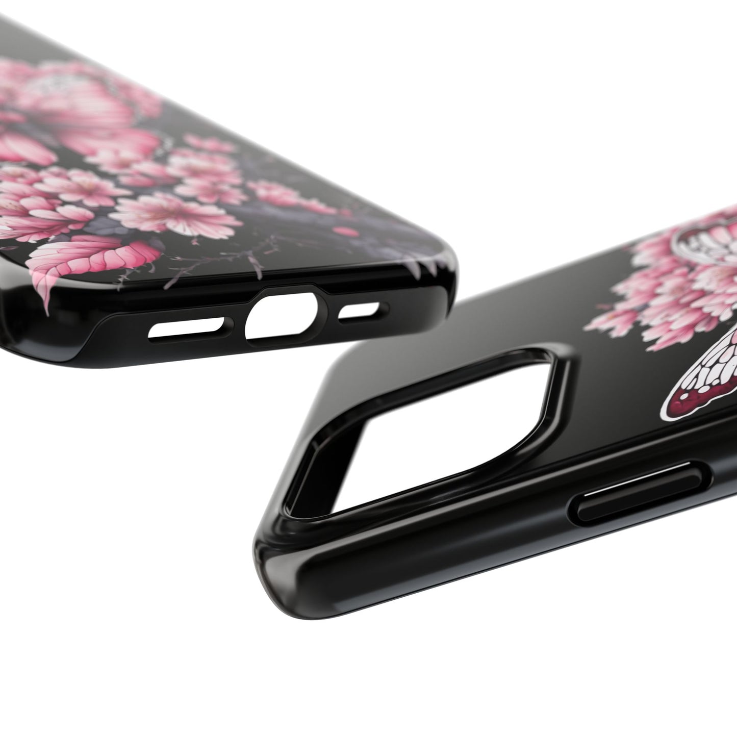 Pink & black floral & butterfly Phone Case- iPhone compatible