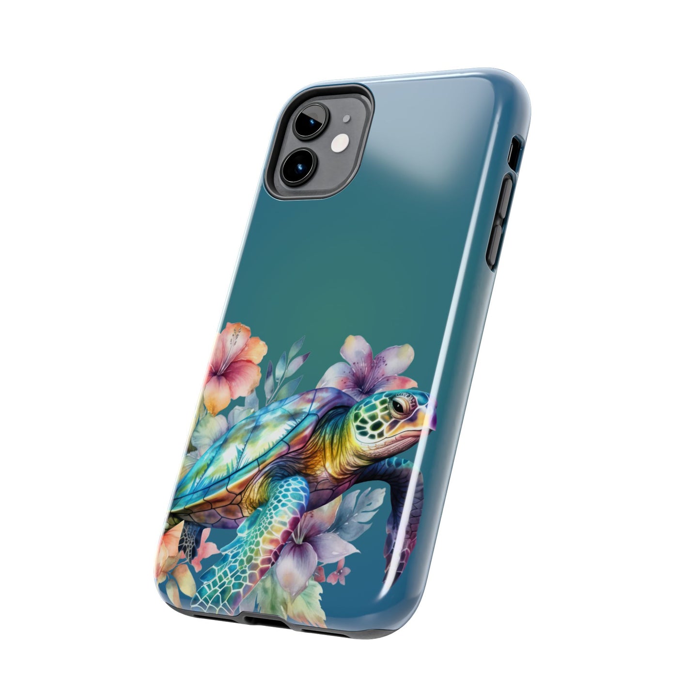 Colorful watercolor sea turtle iPhone case