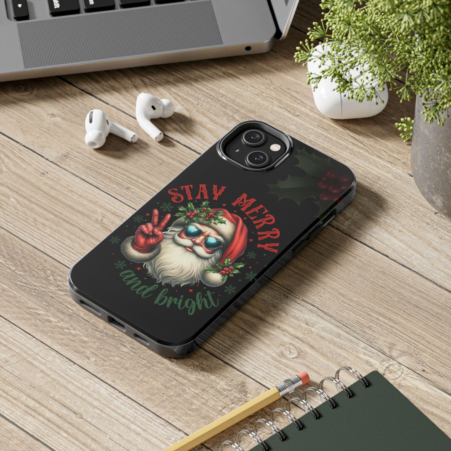 Stay Merry Christmas iPhone 16 Case, Christmas iPhone Cover, Festive Holiday Accessory, Cute Xmas Phone Protector, Winter Santa Tech