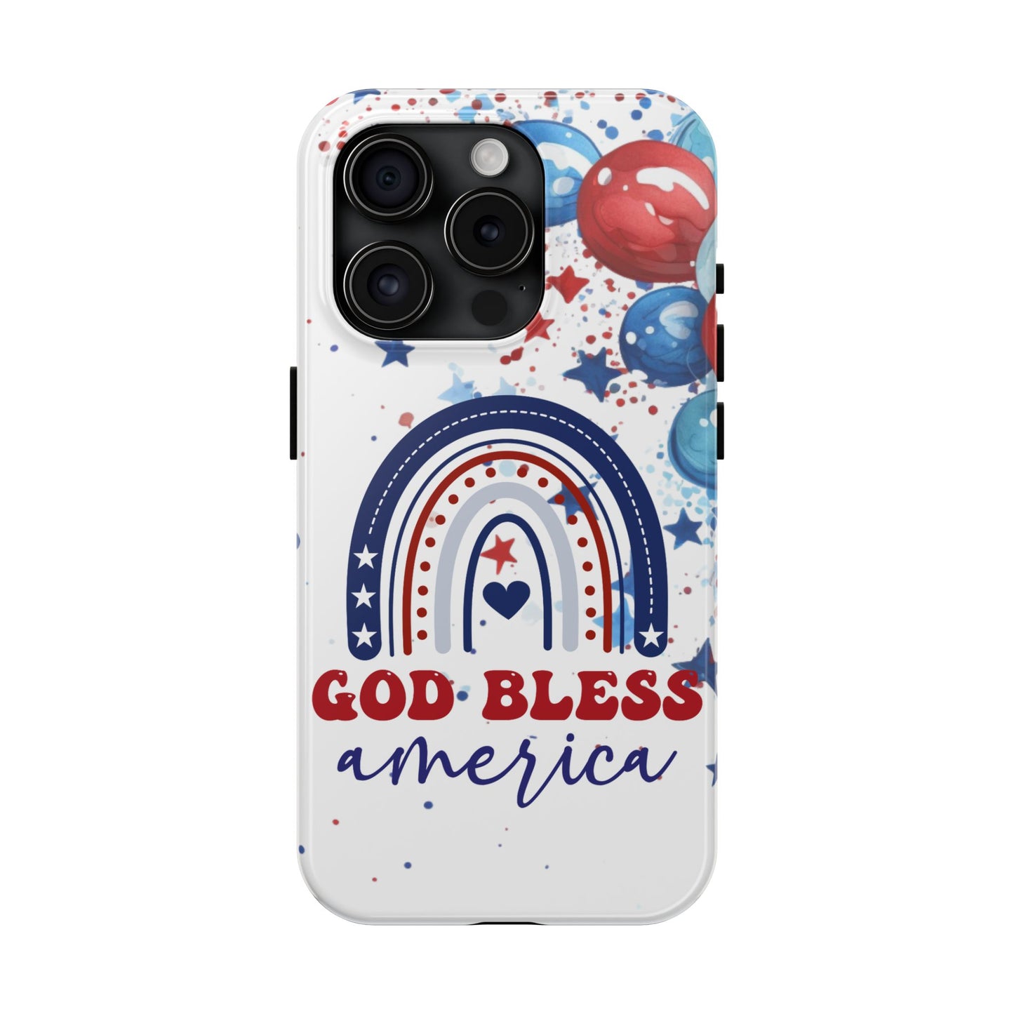 GOD Bless America phone case- 4th of July accessories-Red, white & blue- iPhone compatible