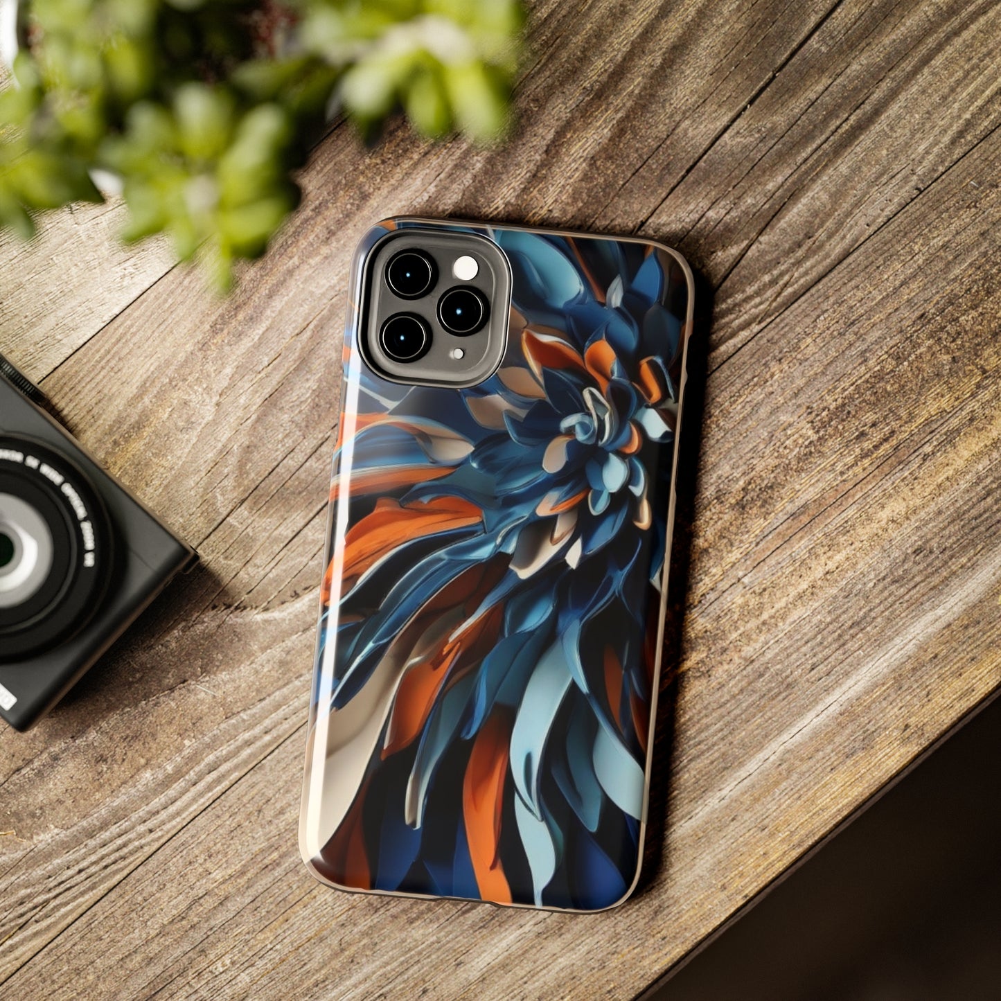 Blue & orange abstract art Tough iPhone Case iphone 14 accessories