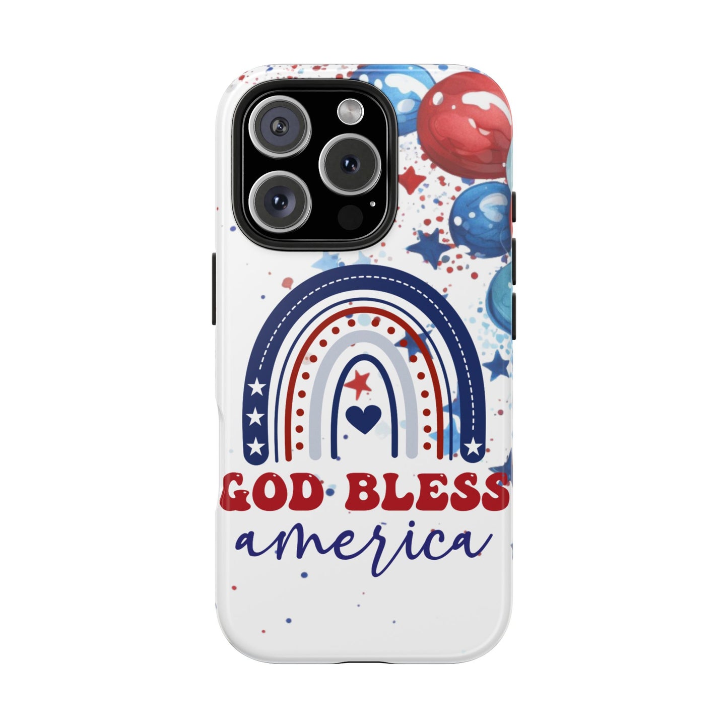 GOD Bless America phone case- 4th of July accessories-Red, white & blue- iPhone compatible