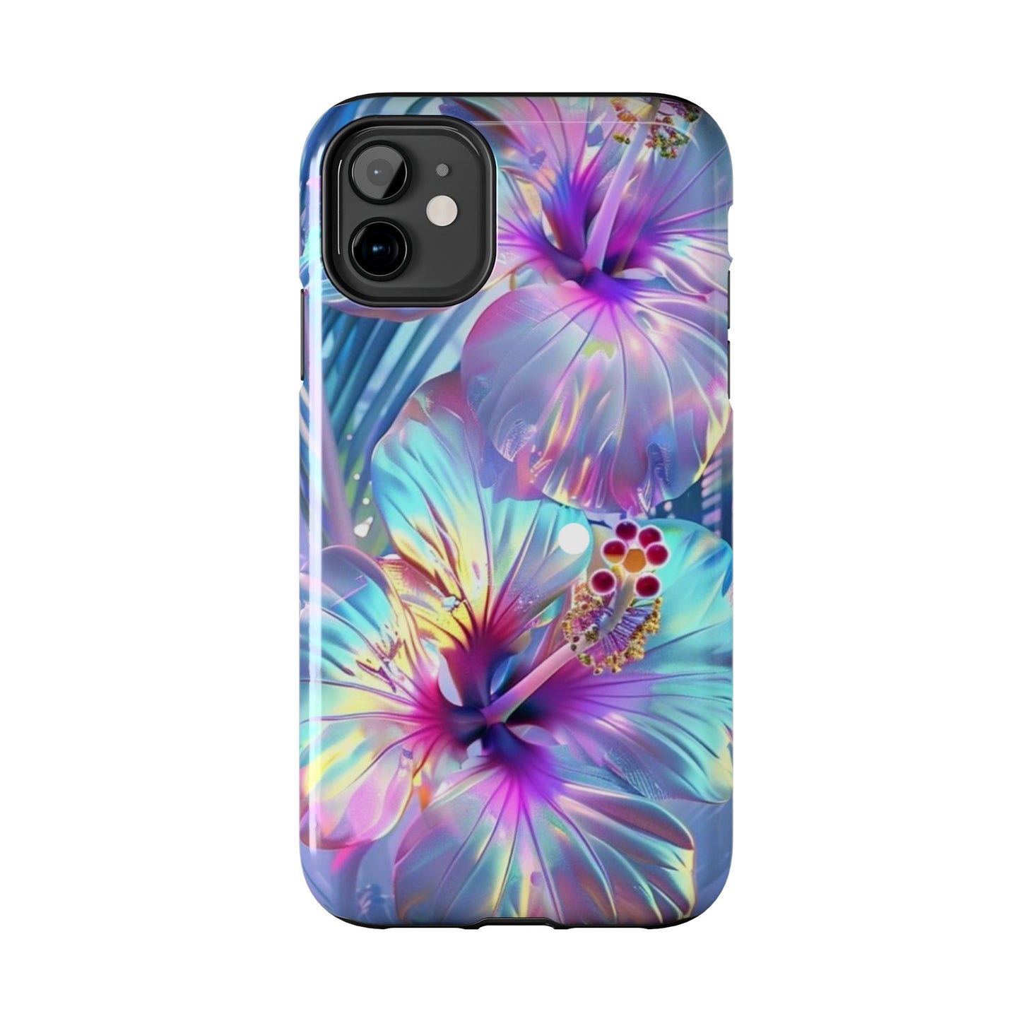 Iridescent hibiscus iPhone case Models 11-16