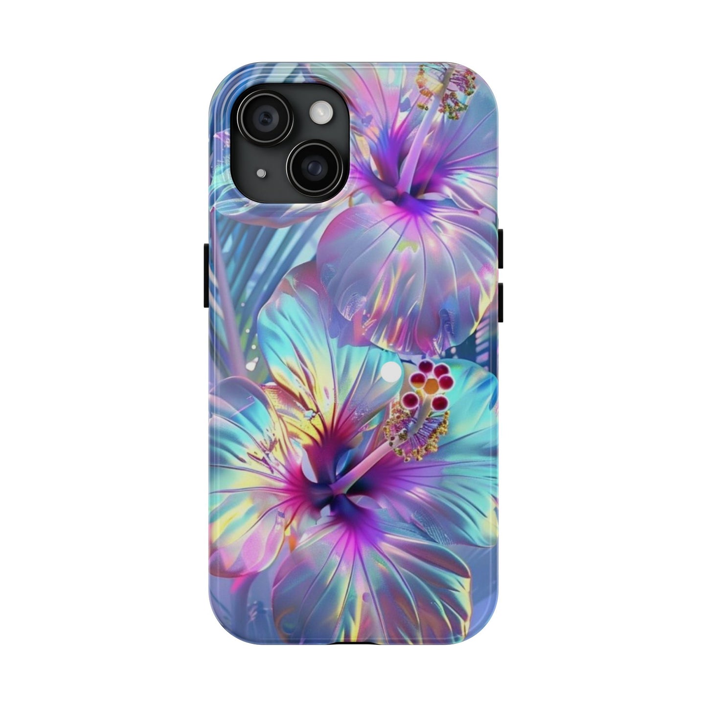 Iridescent hibiscus iPhone case Models 11-16