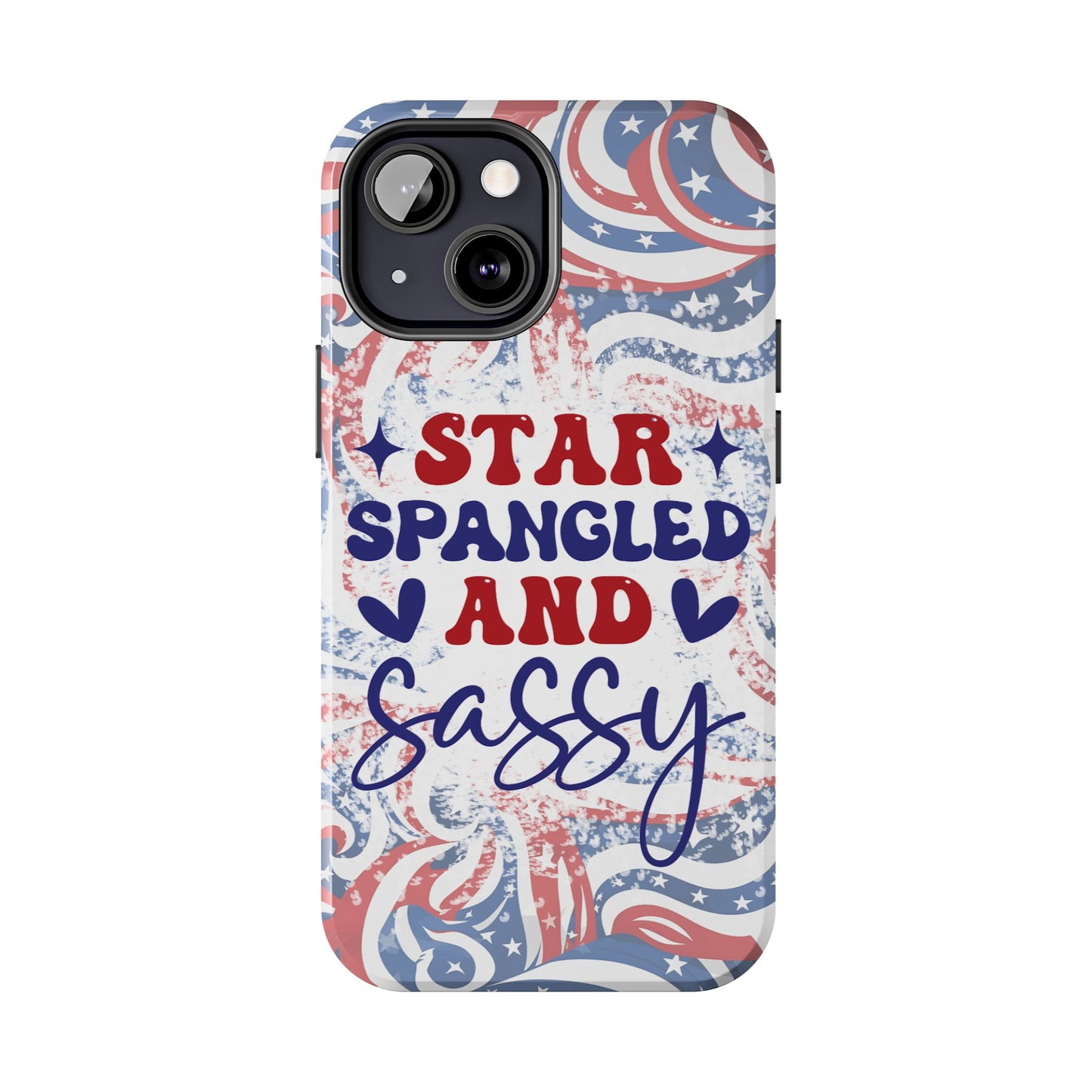 "red white & blue", Star spangled and sassy phone case cover. iPhone compatible models 11-16