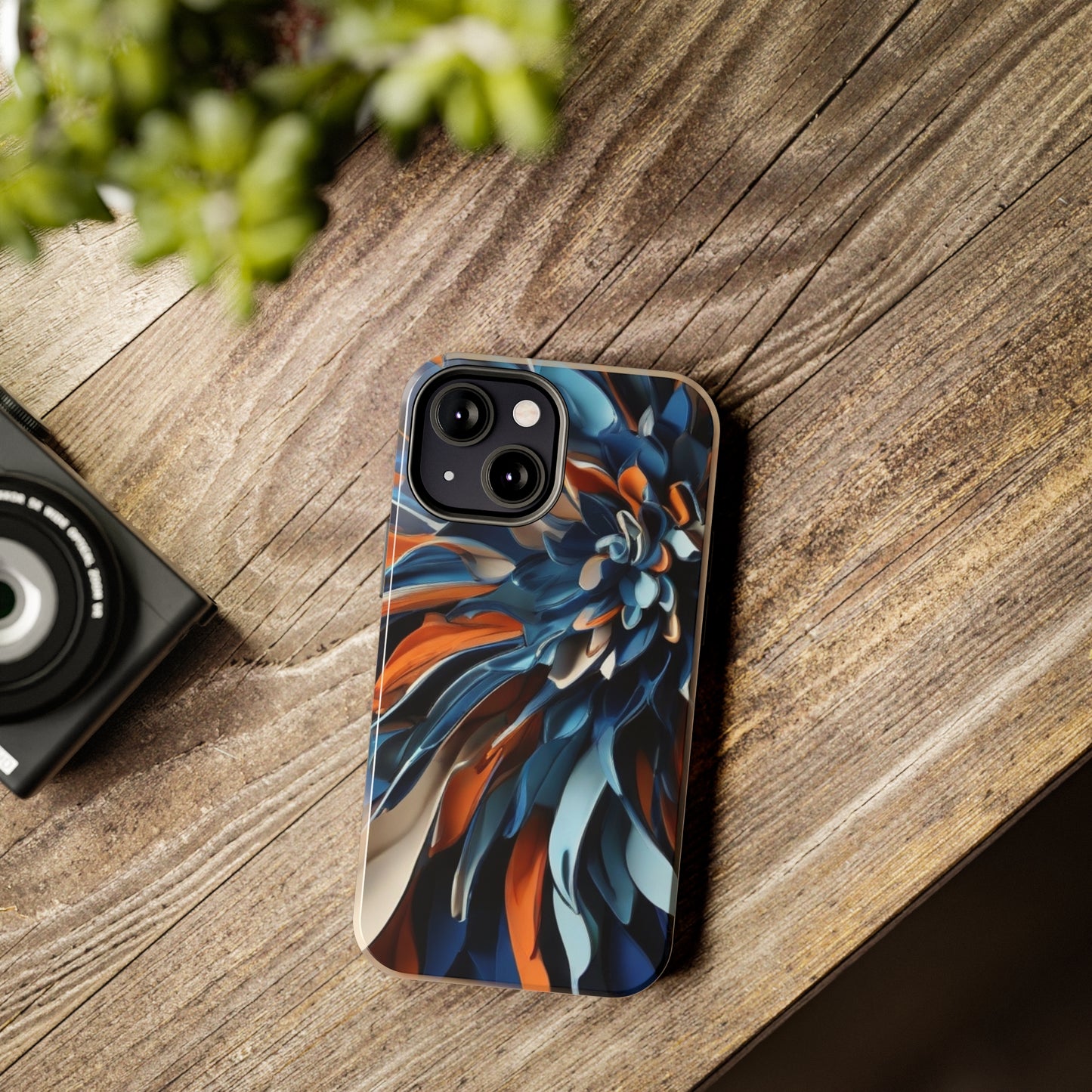Blue & orange abstract art Tough iPhone Case iphone 14 accessories