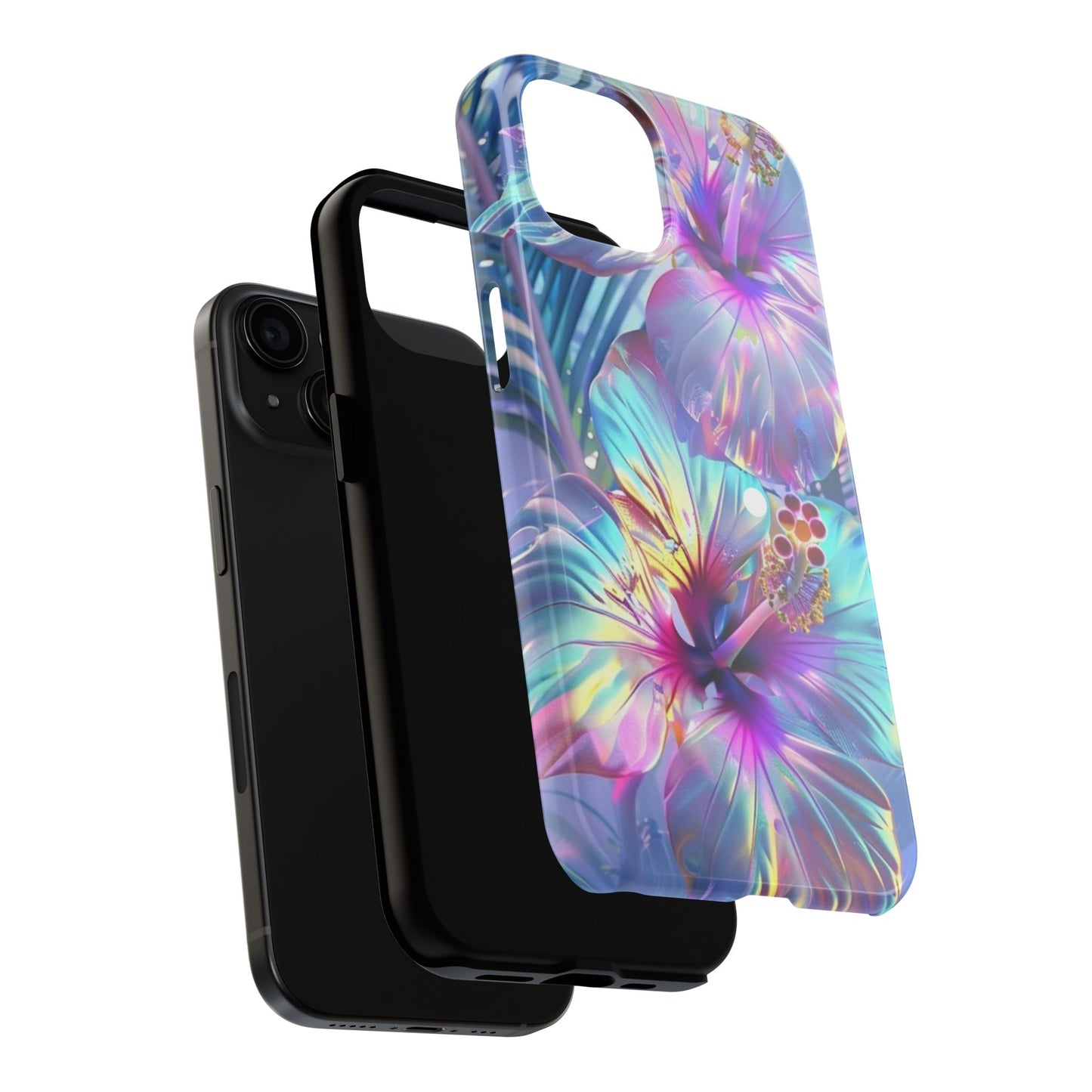 Iridescent hibiscus iPhone case Models 11-16
