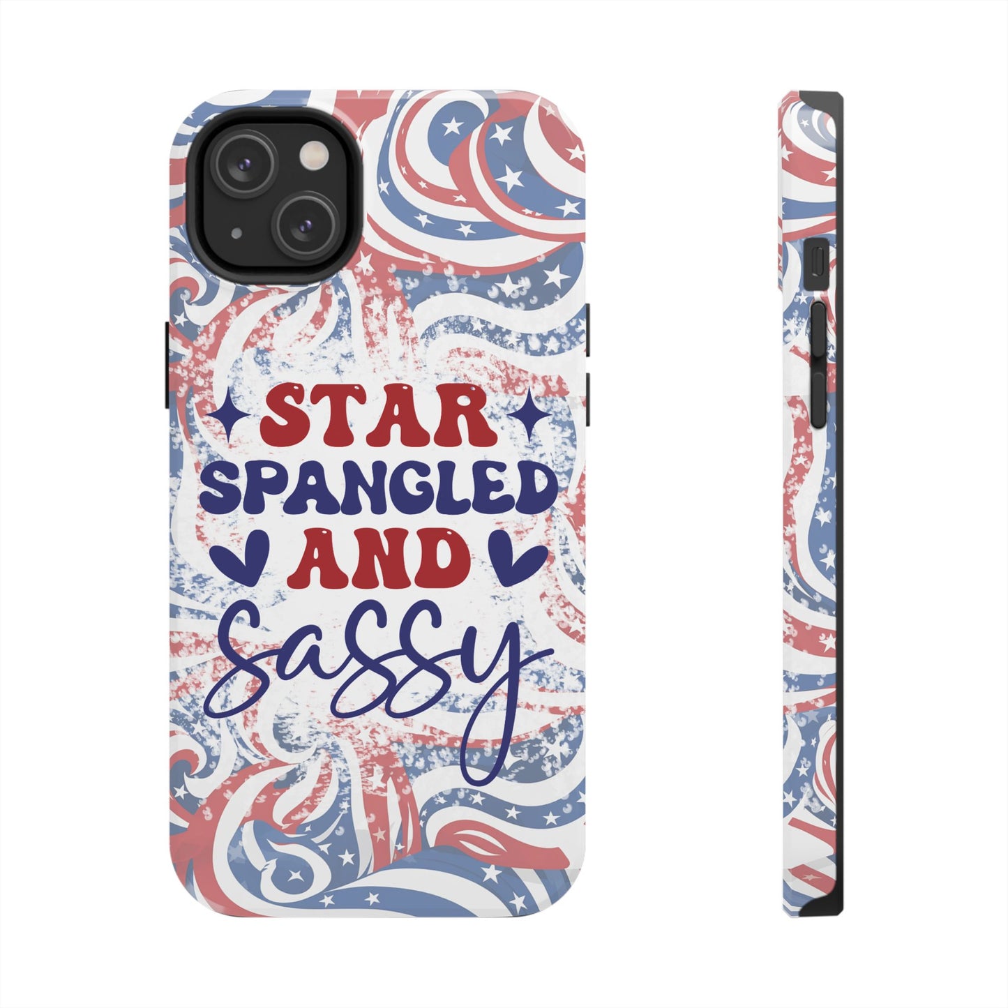 "red white & blue", Star spangled and sassy phone case cover. iPhone compatible models 11-16