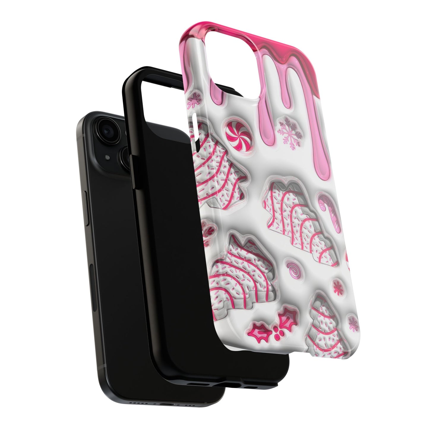 Pink Christmas cake iPhone 16 Case, Christmas iPhone Cover, Festive Holiday Accessory, Cute Xmas Phone Protector, Winter Santa Tech