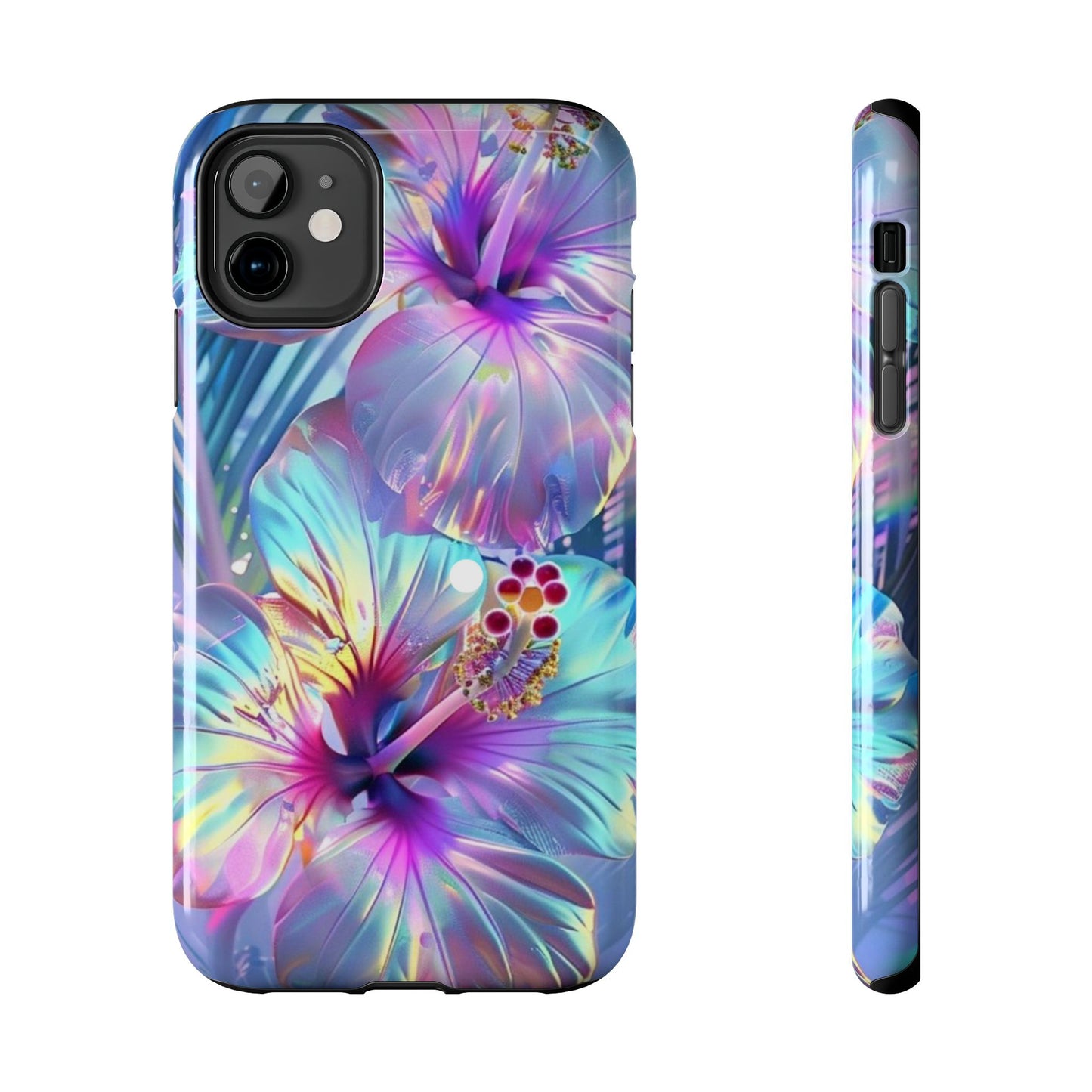Iridescent hibiscus iPhone case Models 11-16