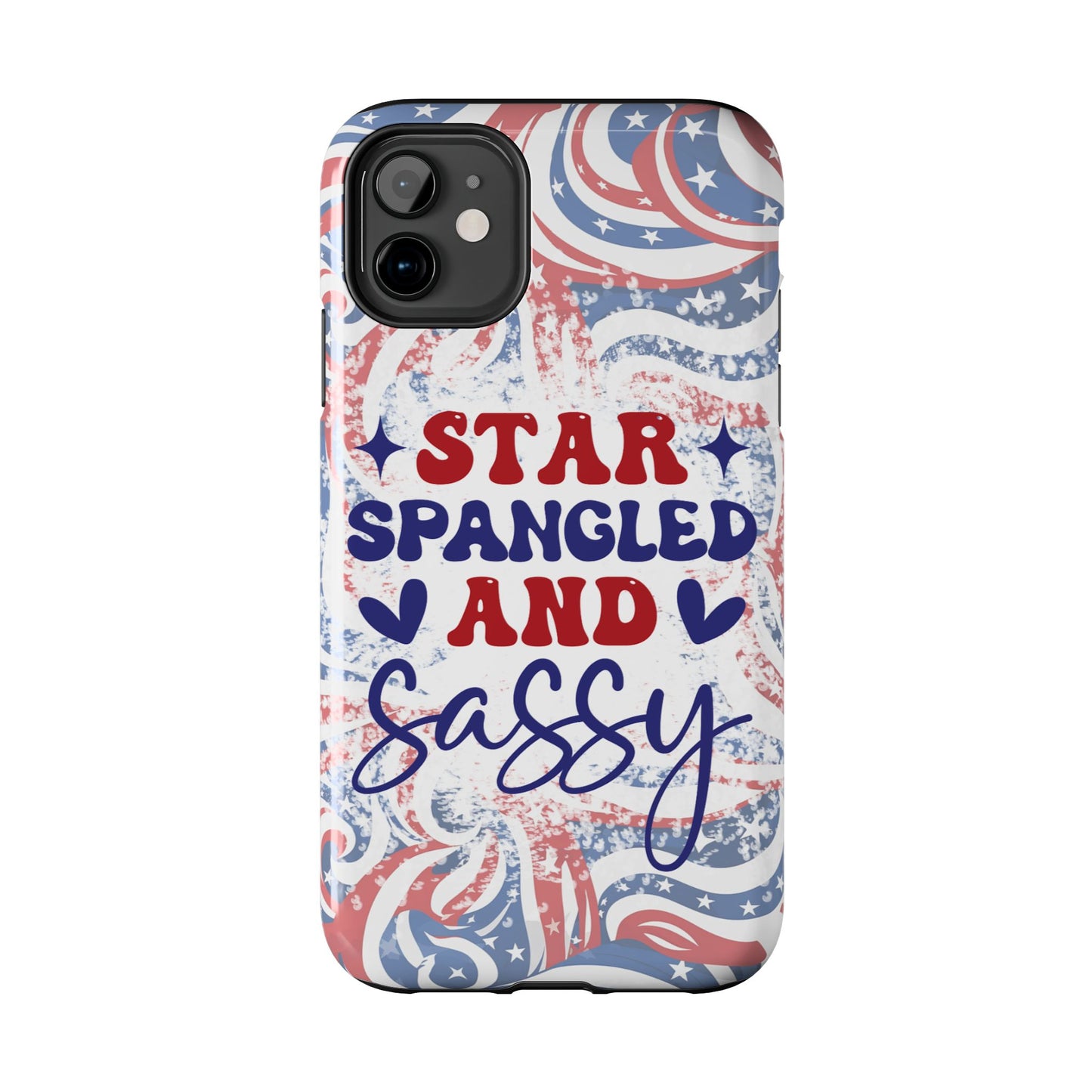 "red white & blue", Star spangled and sassy phone case cover. iPhone compatible models 11-16