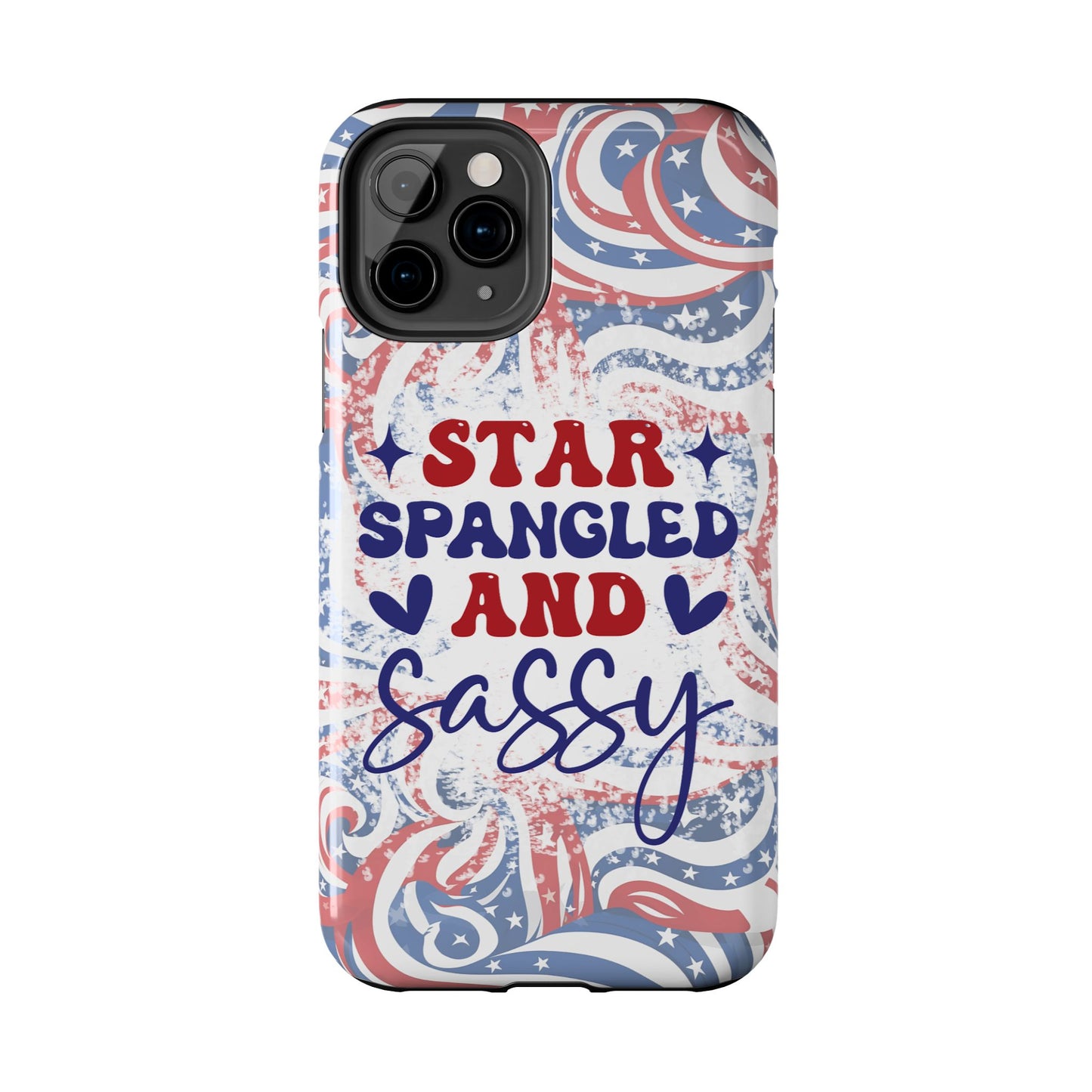 "red white & blue", Star spangled and sassy phone case cover. iPhone compatible models 11-16