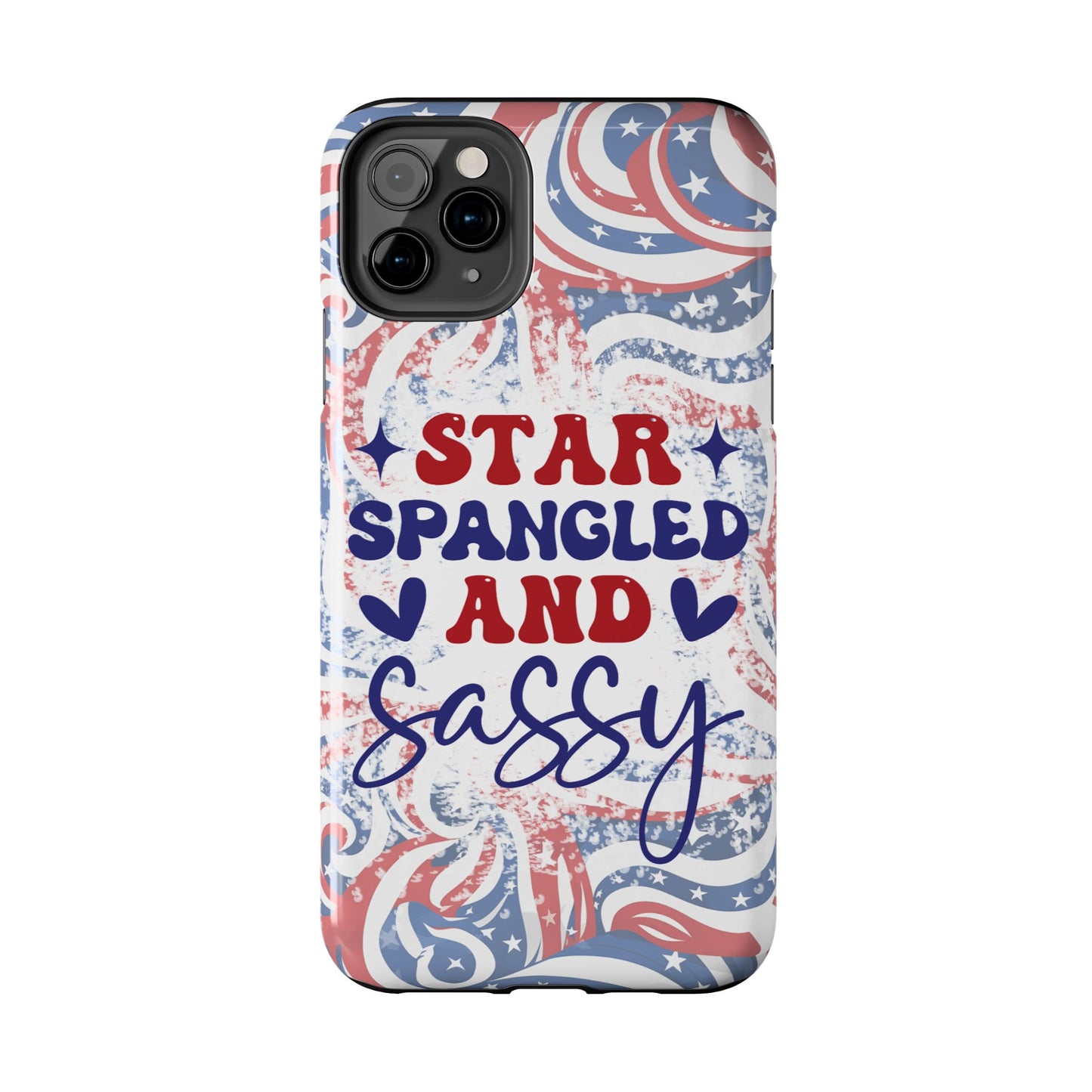 "red white & blue", Star spangled and sassy phone case cover. iPhone compatible models 11-16