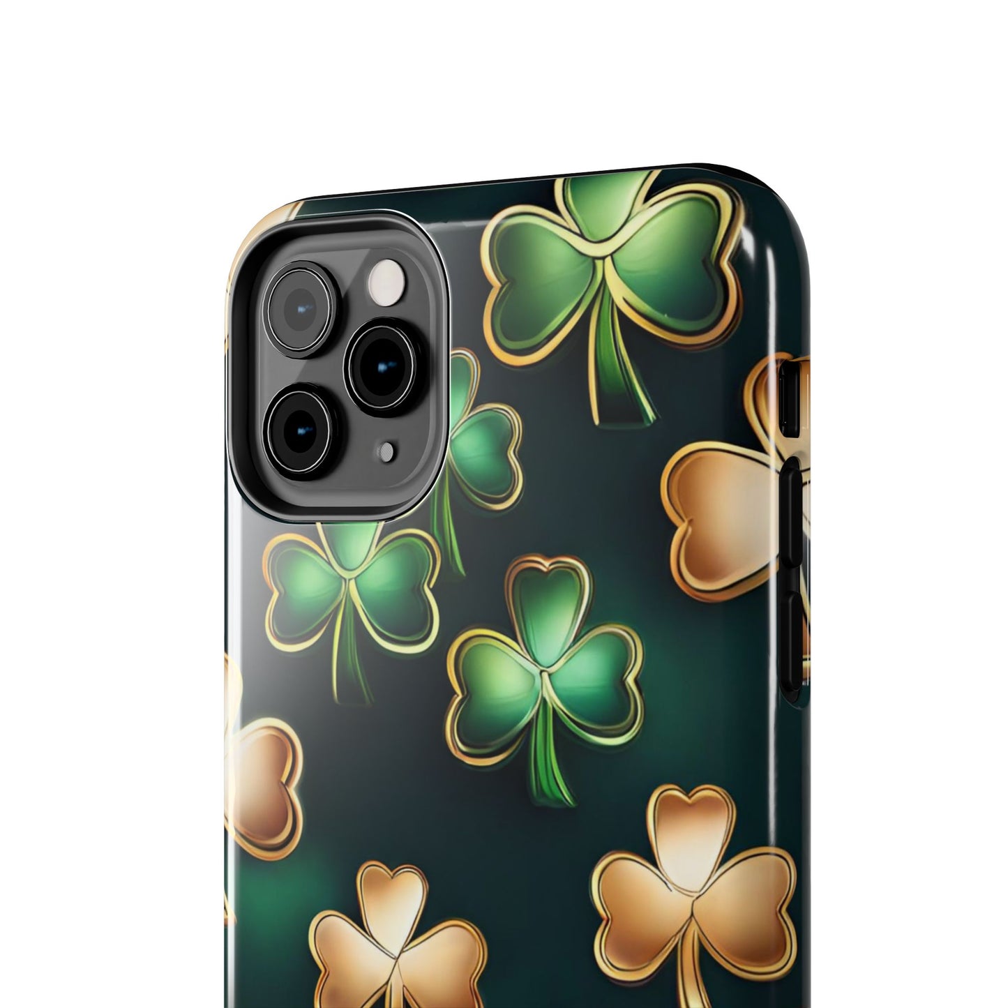 Green & Gold Shamrocks- phone case- iPhone compatible