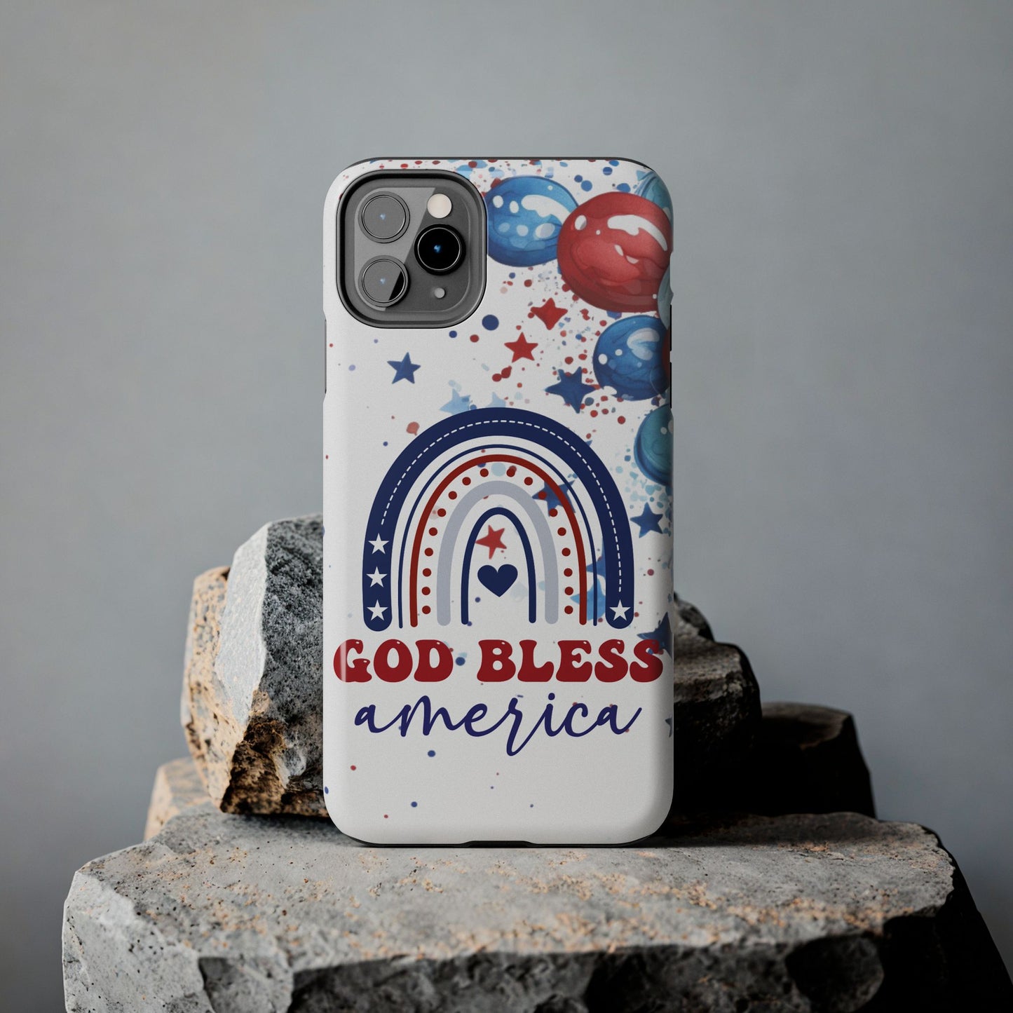 GOD Bless America phone case- 4th of July accessories-Red, white & blue- iPhone compatible
