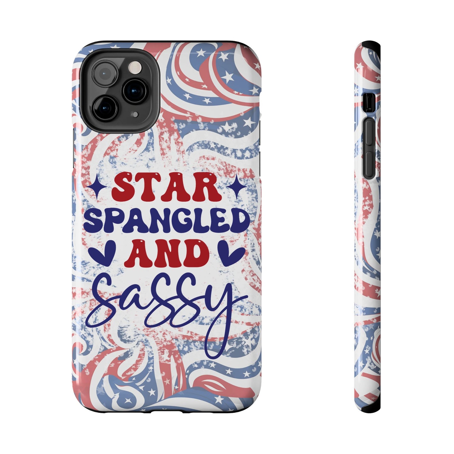 "red white & blue", Star spangled and sassy phone case cover. iPhone compatible models 11-16