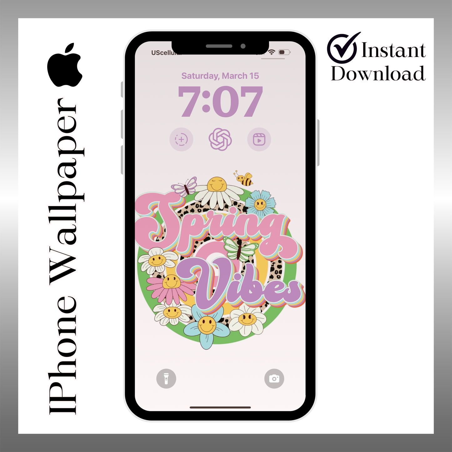 Spring Vibes wallpaper iPhone lock screen art digital download