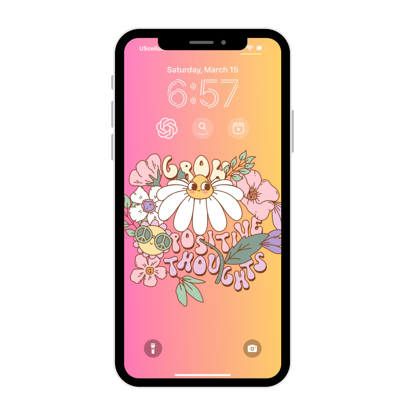 Grow positive thoughts wallpaper iPhone lock screen art digital download