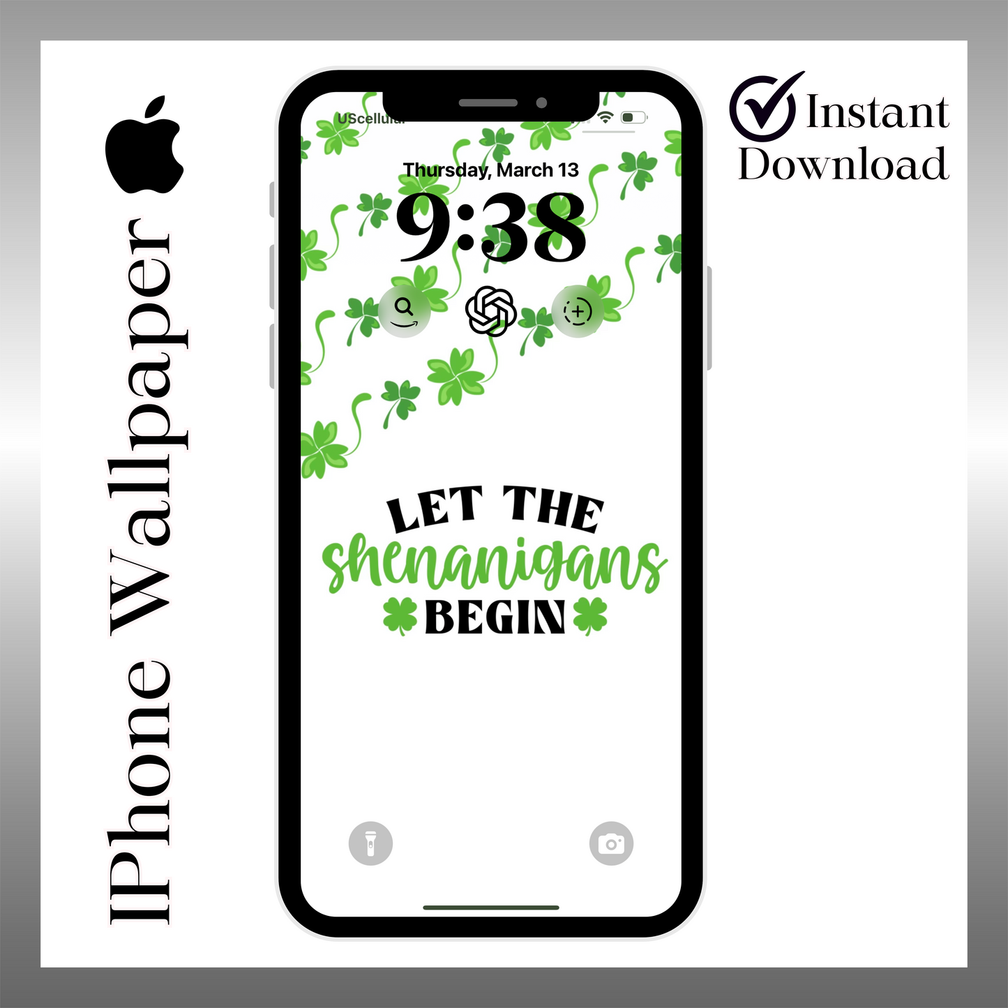 St. Patrick's Day wallpaper iPhone lock screen art digital download