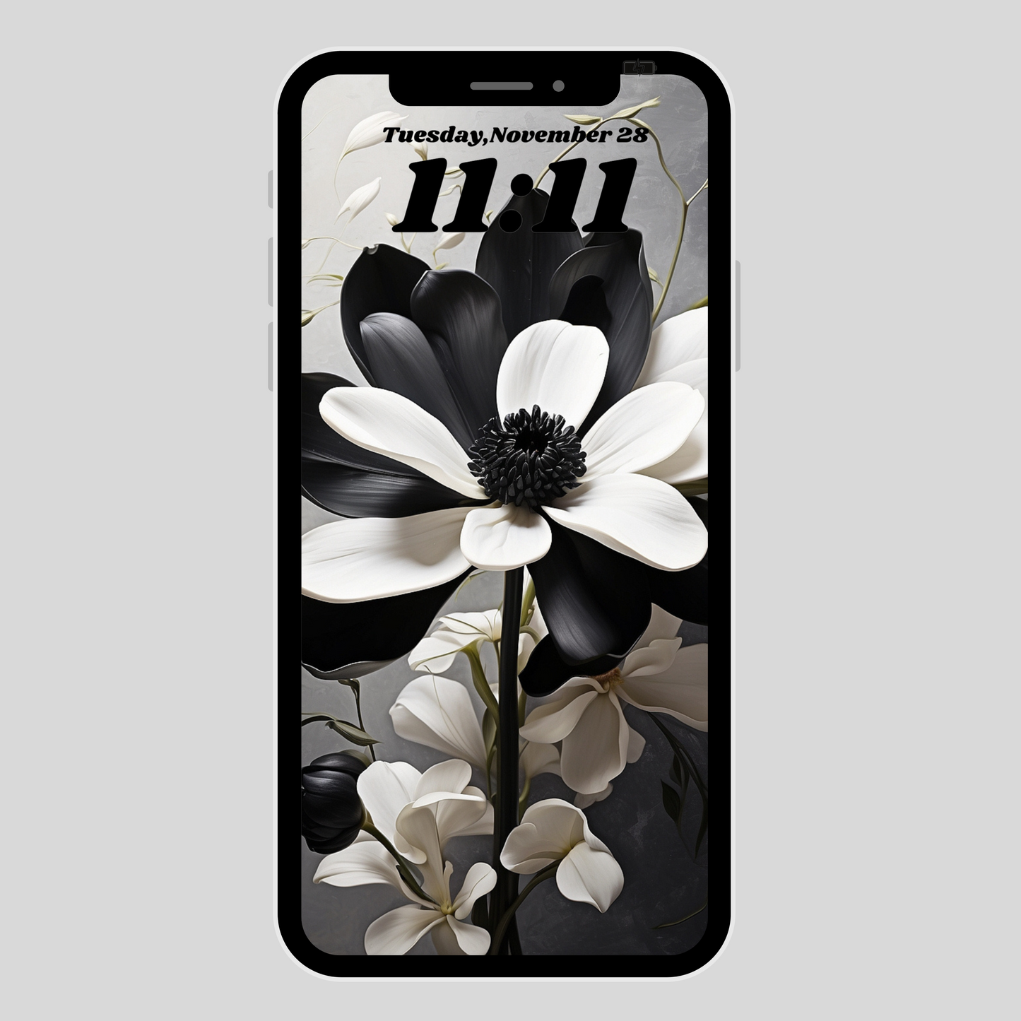 IPhone wallpaper/ Classic 3D black & white flower petal