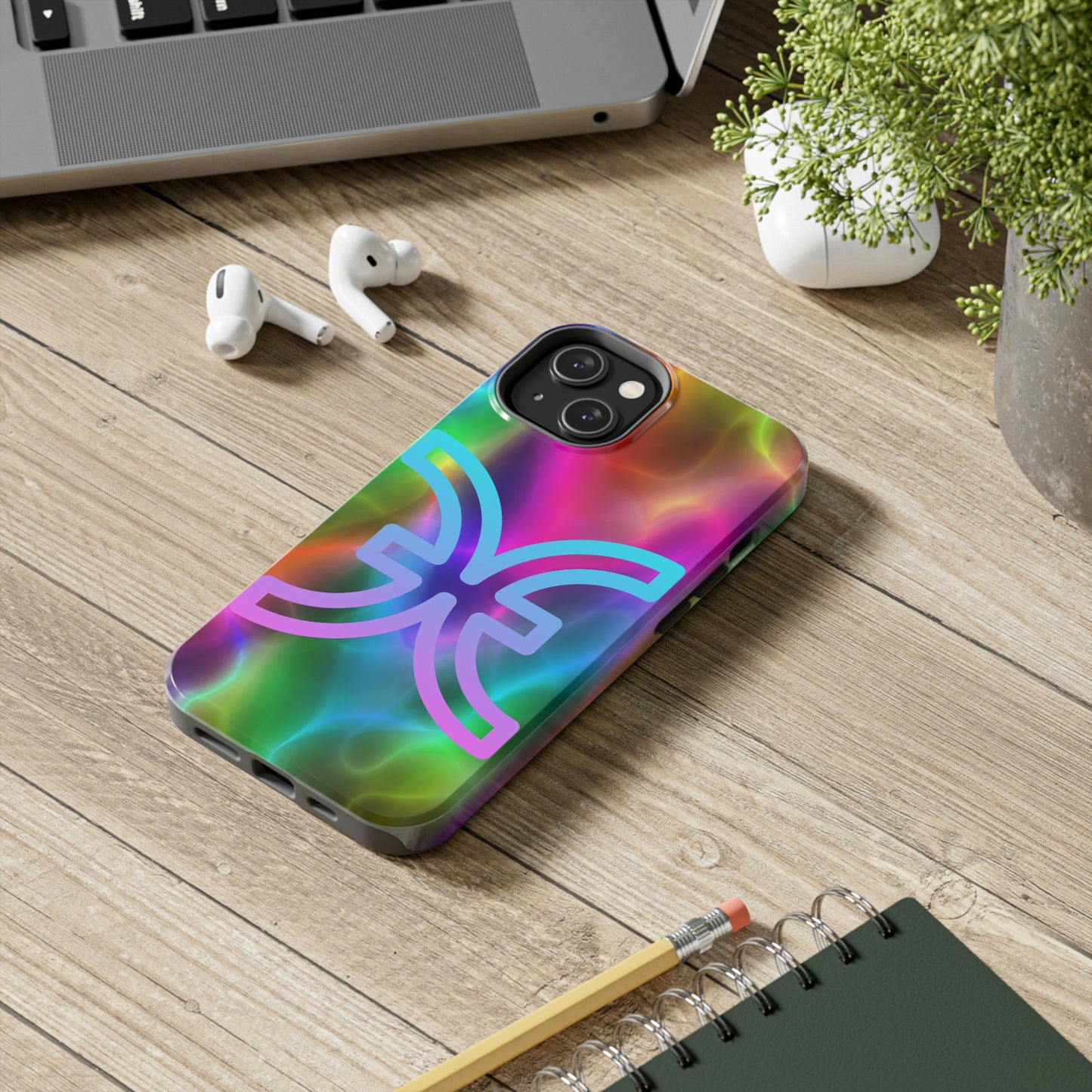 Rainbow art, pisces / Tough IPhone case/ Zodiac