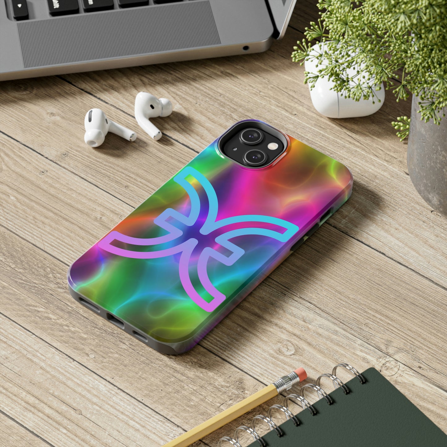 Rainbow art, pisces / Tough IPhone case/ Zodiac