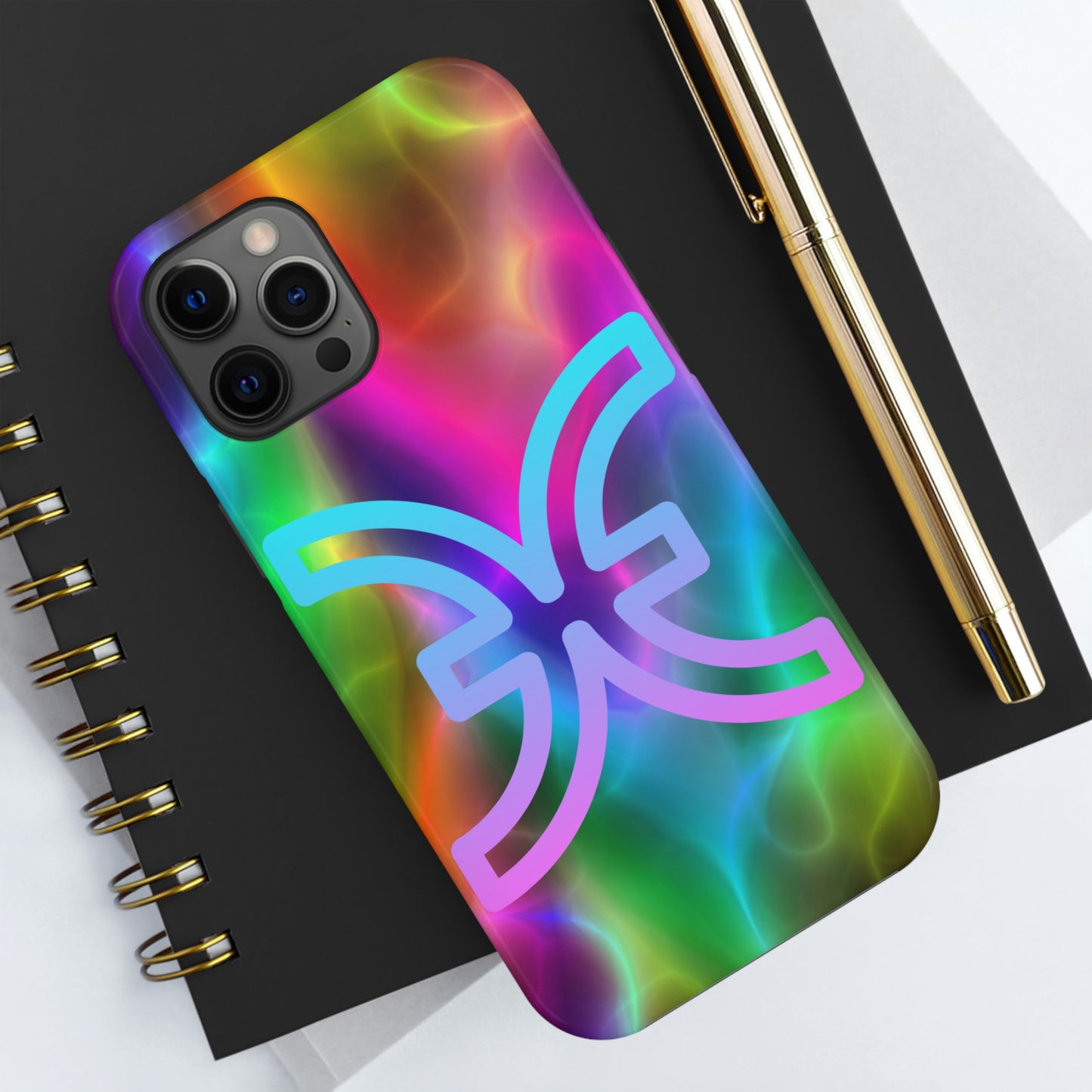 Rainbow art, pisces / Tough IPhone case/ Zodiac