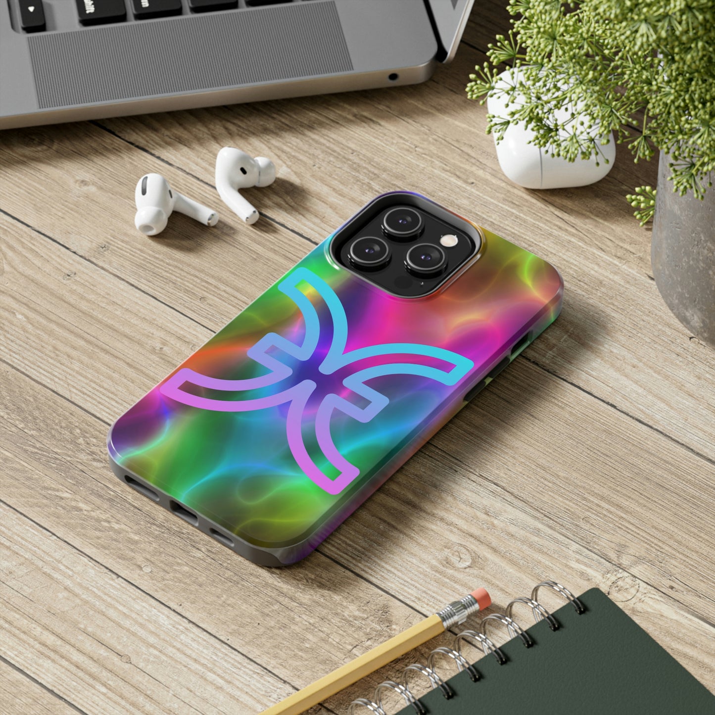 Rainbow art, pisces / Tough IPhone case/ Zodiac