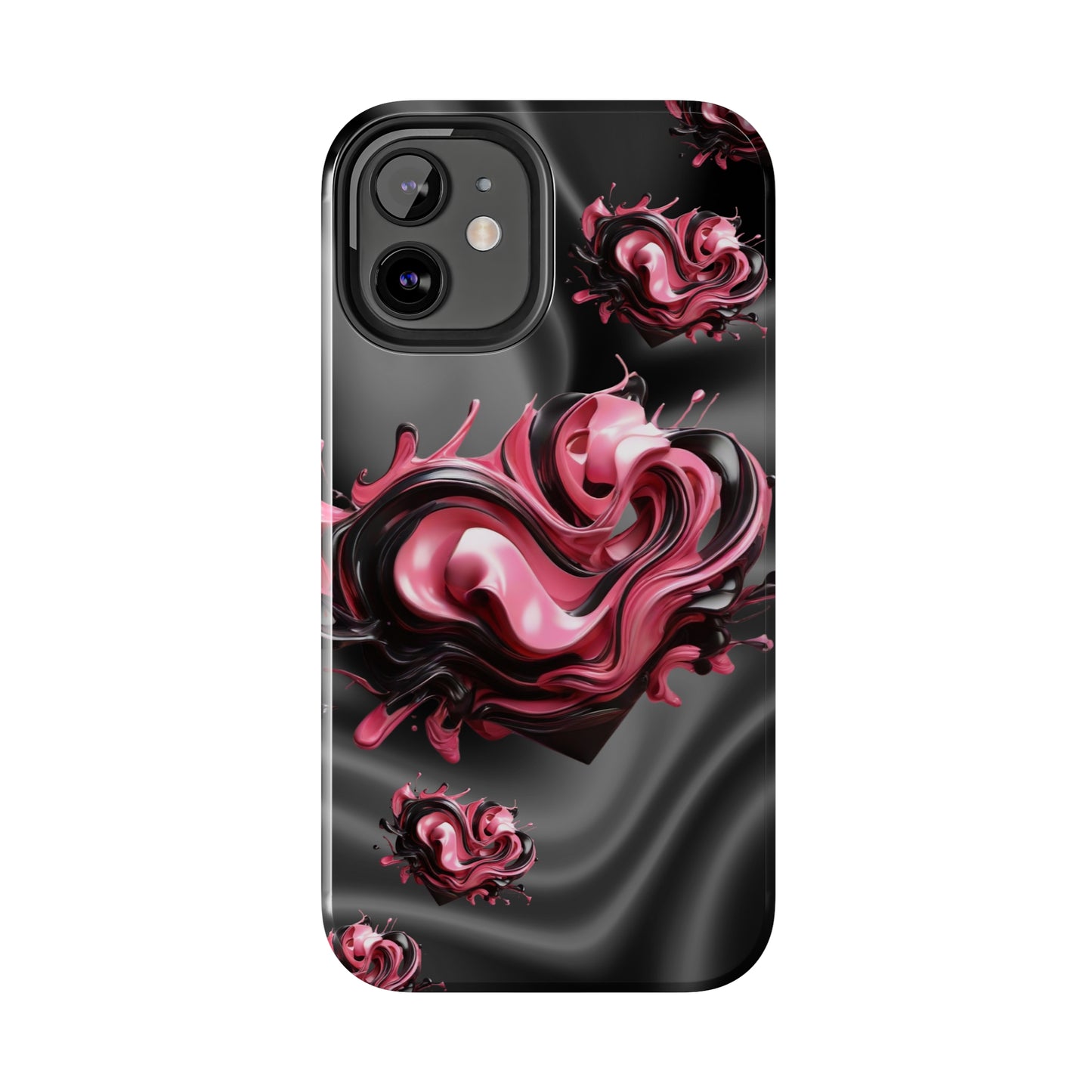 Pink & Black abstract hearts Tough iPhone Case iphone14 accessories