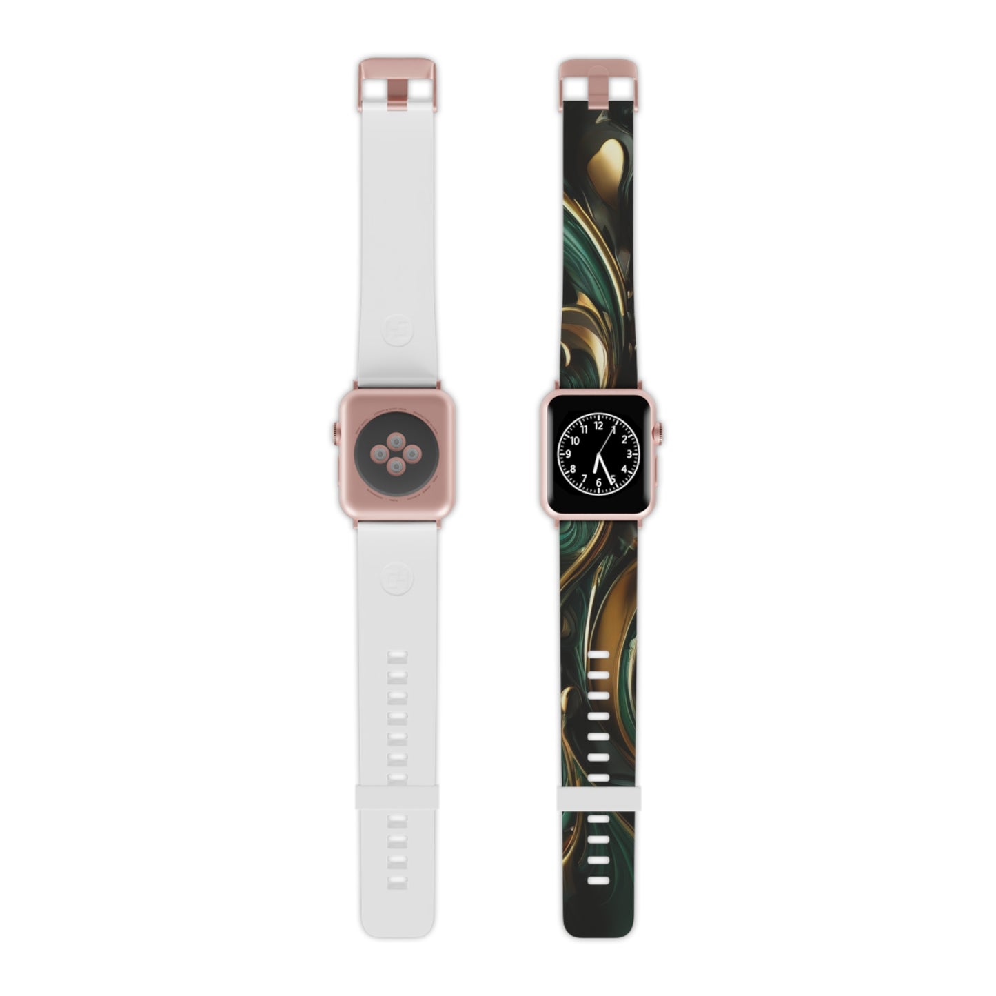 Green & Gold Abstract Art Watch Band for Apple Watch Series 1-9, SE and Ultra, 38-40mm/ 42-44mm