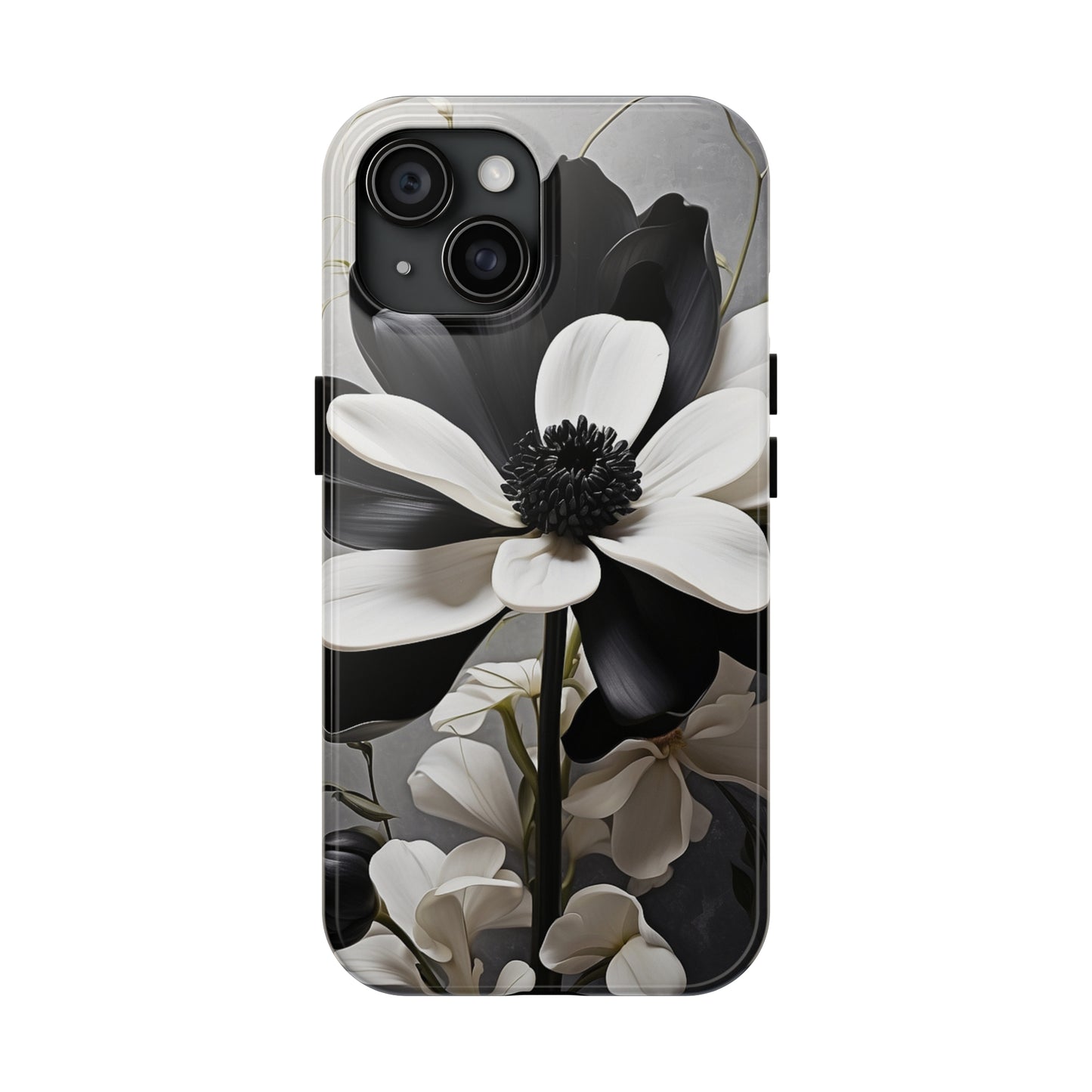 Classic 3D black & white flower/ petal Tough IPhone Case/ iphone accessories/ Nature