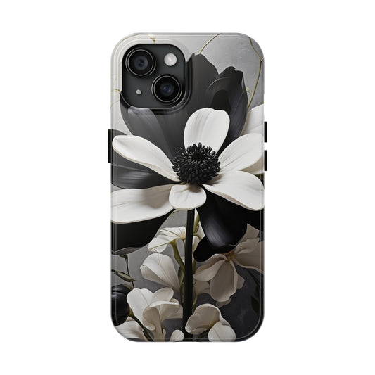 Classic 3D black & white flower/ petal Tough IPhone Case/ iphone accessories/ Nature