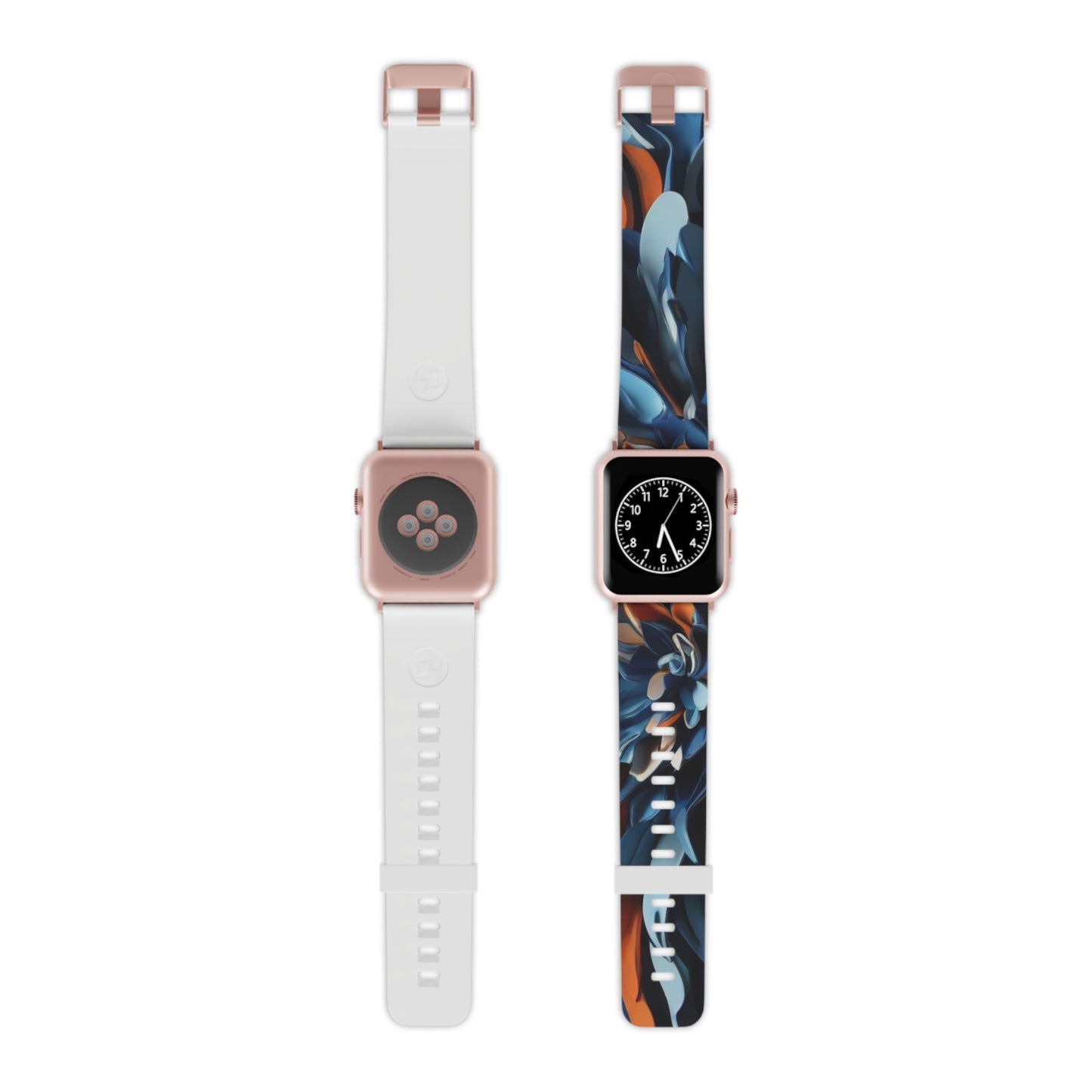 Blue & orange abstract flower Watch Band for Apple Watch  Series 1-9, SE and Ultra, 38-40mm/ 42-44mm