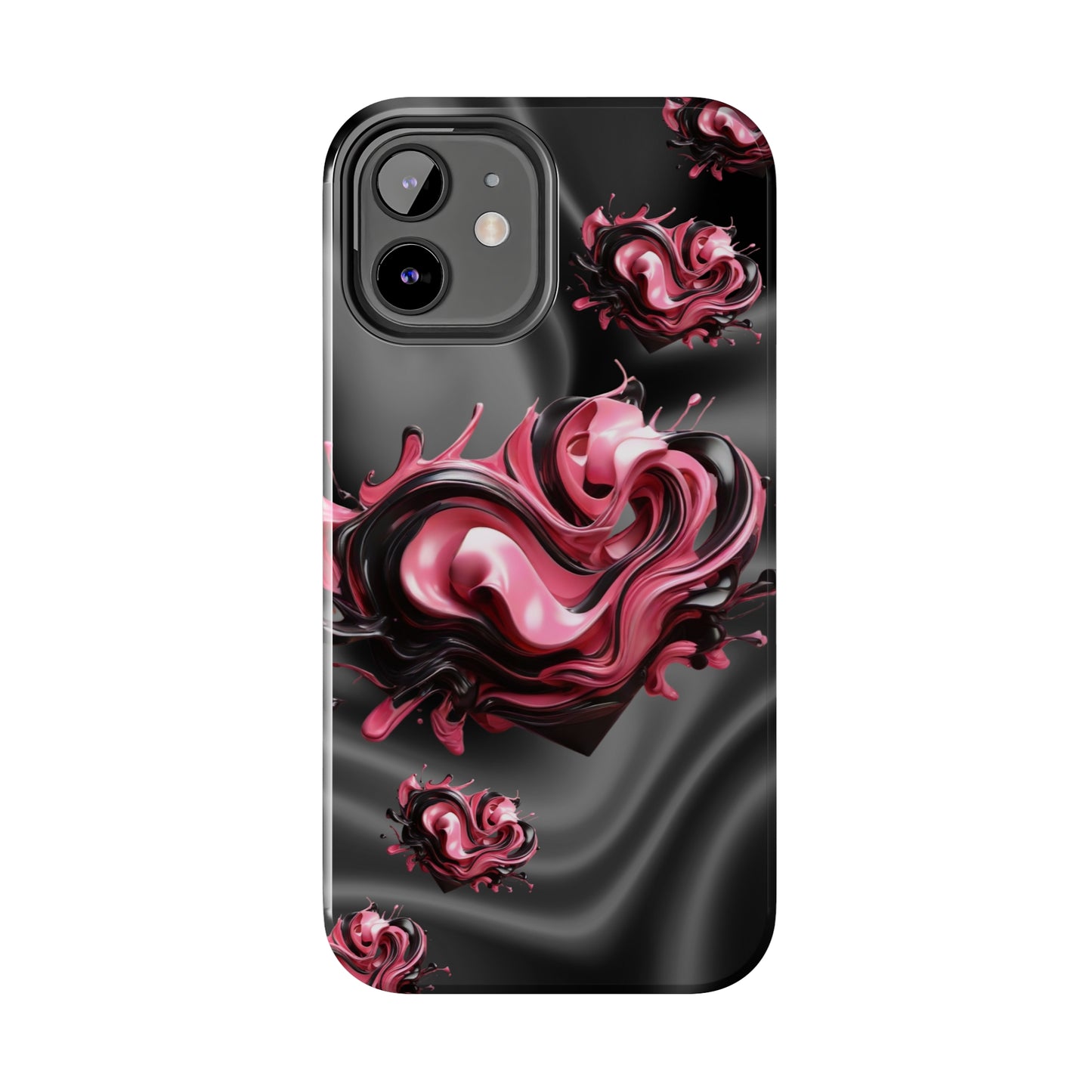 Pink & Black abstract hearts Tough iPhone Case iphone14 accessories