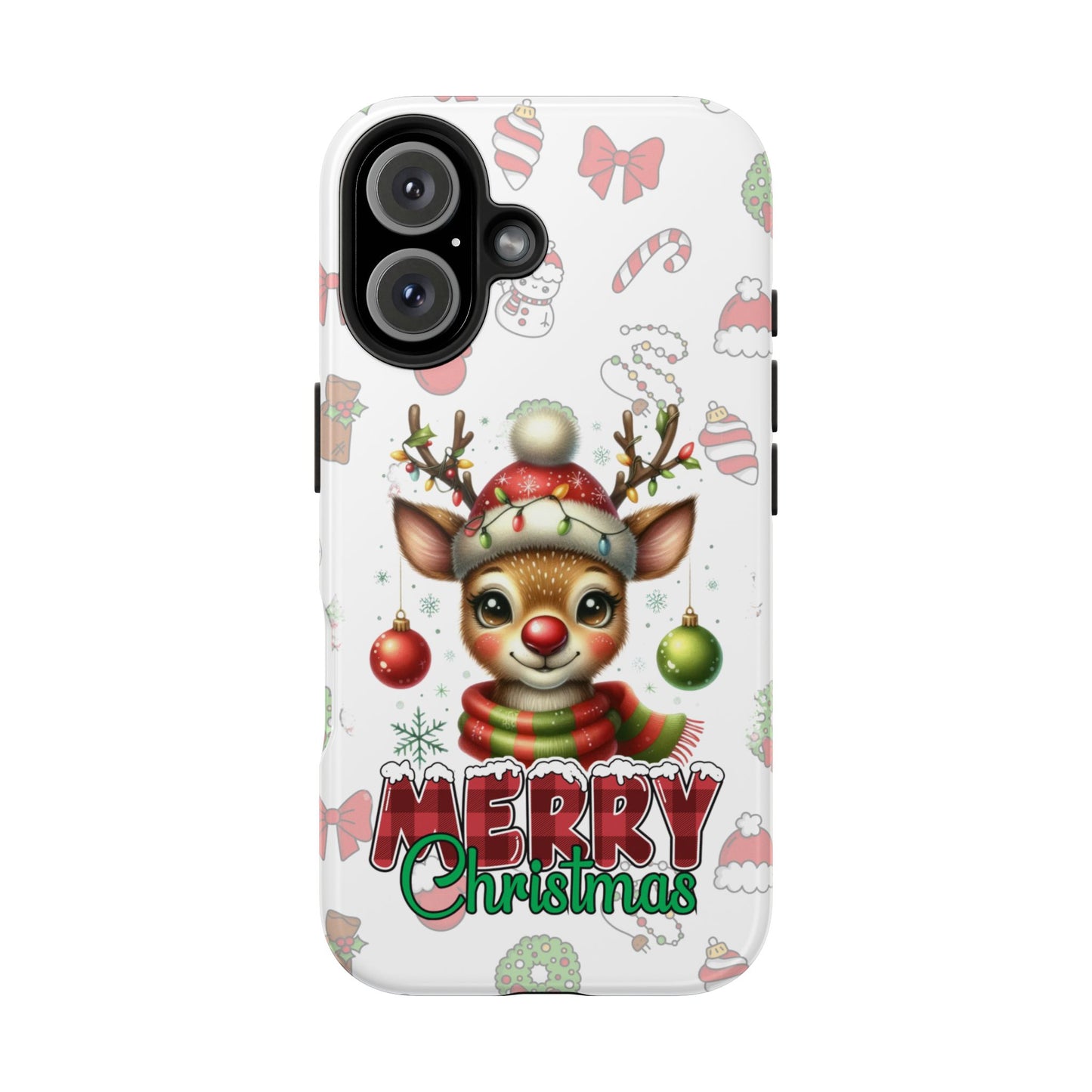 Merry Christmas baby reindeer iPhone 16 Case, Christmas iPhone Cover, Festive Holiday Accessory, Cute Xmas Phone Protector, Winter Santa Tech