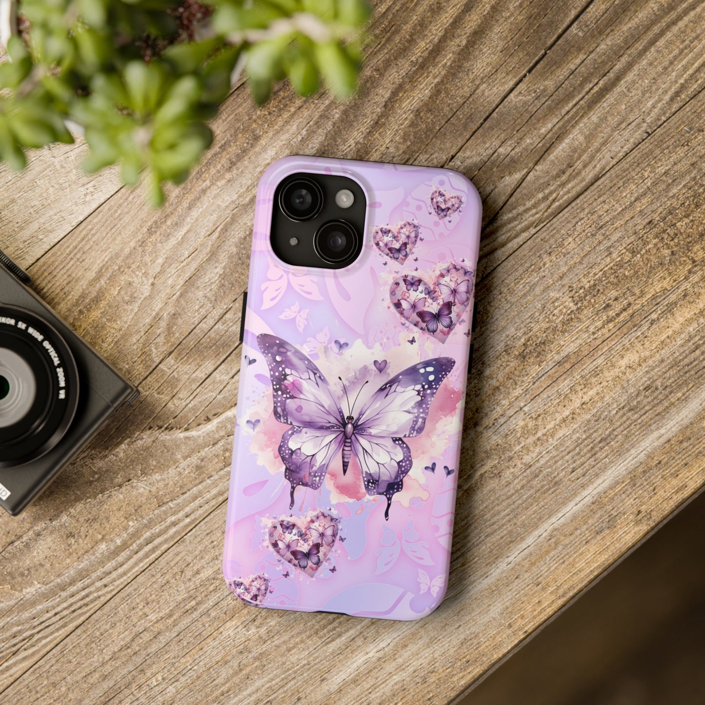 Purple butterfly Tough Phone Case iPhone 15 accessories