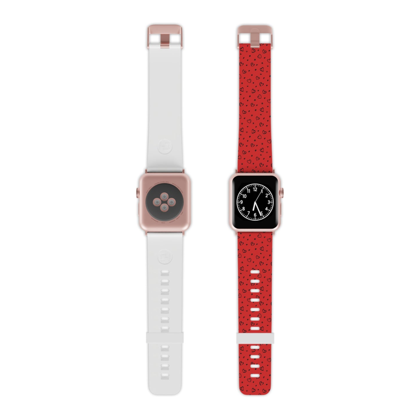 Black & red hearts Watch Band for Apple Watch Series 1-9, SE and Ultra, 38-40mm/ 42-44mm