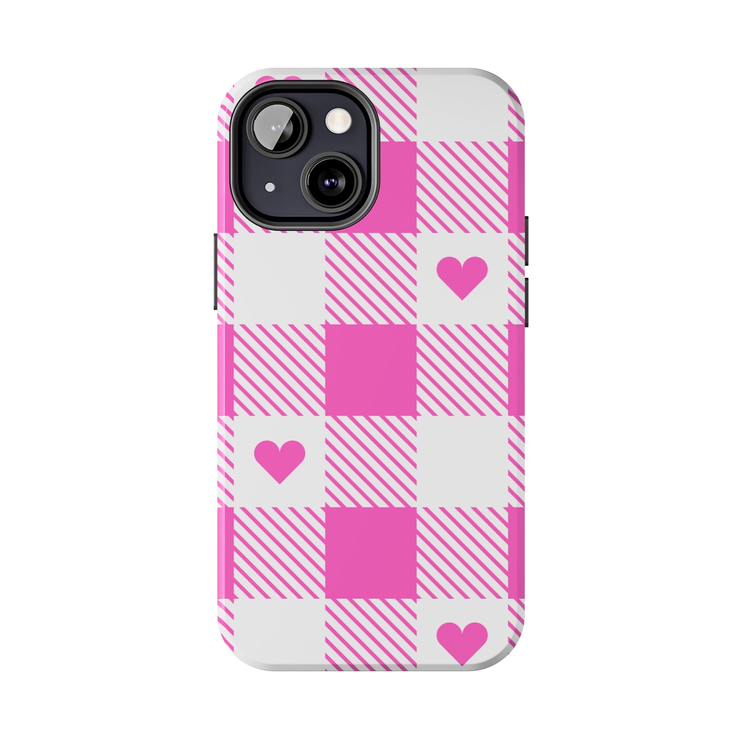 Hearts & Plaid Tough iPhone Case valentines phone case iPhone 15 accessories