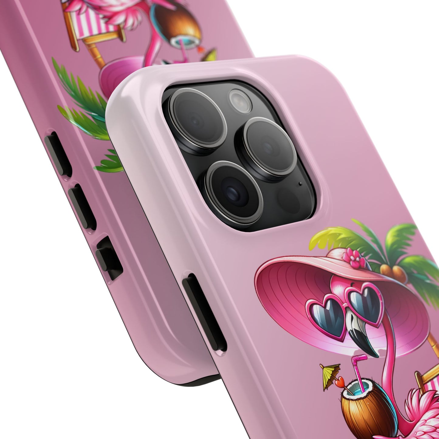 Pink flamingo summer aesthetics iPhone case. Compatible with iPhone models 11-15 including all mini, plus, pro & pro max. Custom phone case for smartphones. design for Girls, Woman