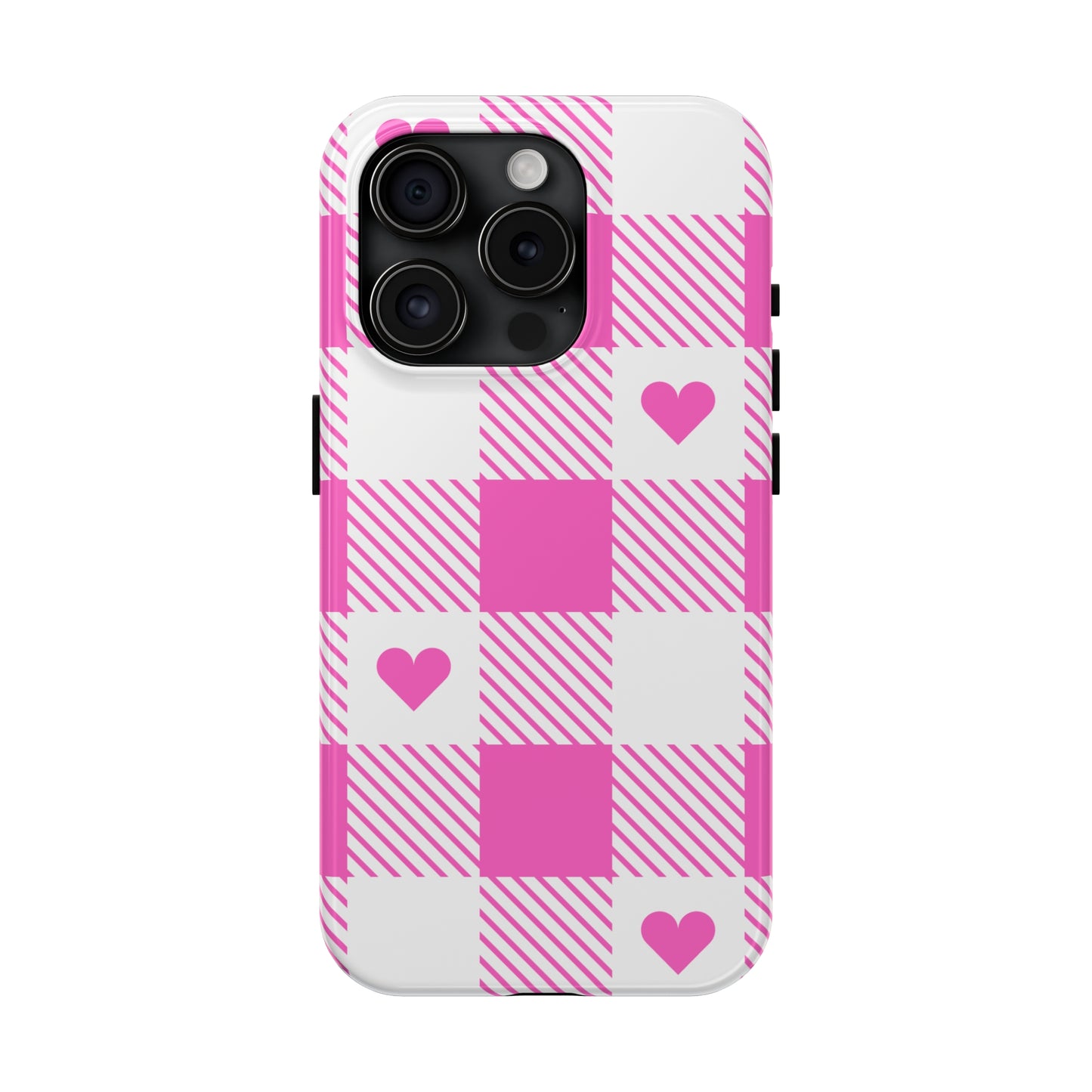 Hearts & Plaid Tough iPhone Case valentines phone case iPhone 15 accessories