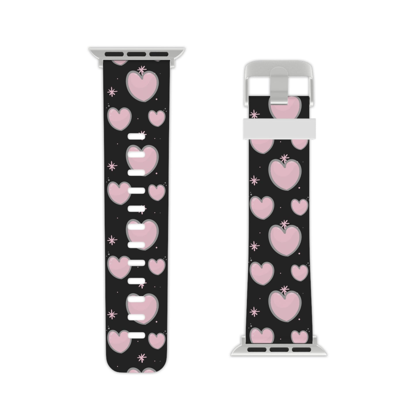 Pink & grey hearts Watch Band for Apple Watch Series 1-9, SE and Ultra, 38-40mm/ 42-44mm